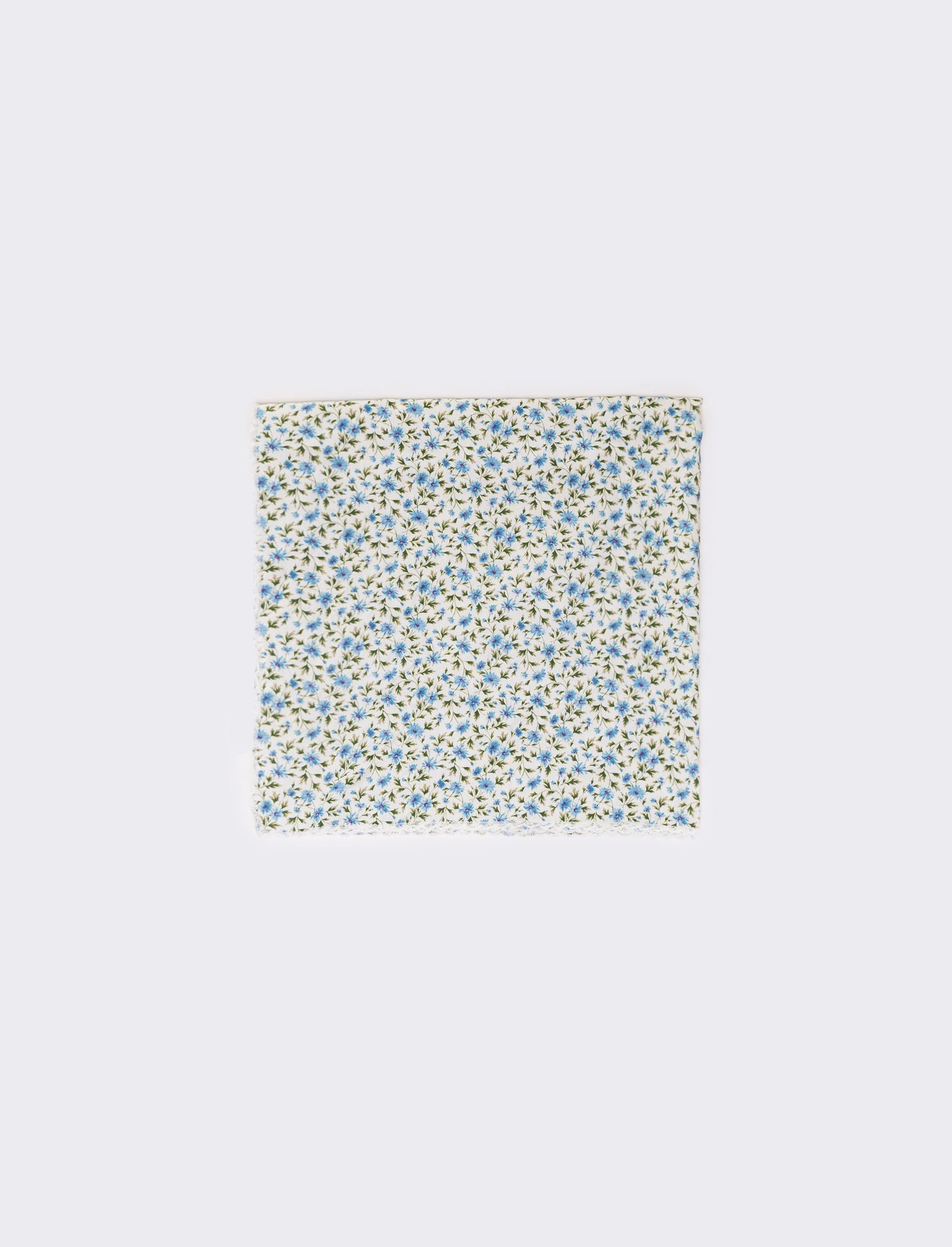 Foulard triangolo con fiorellini e pizzo - Azzurro
