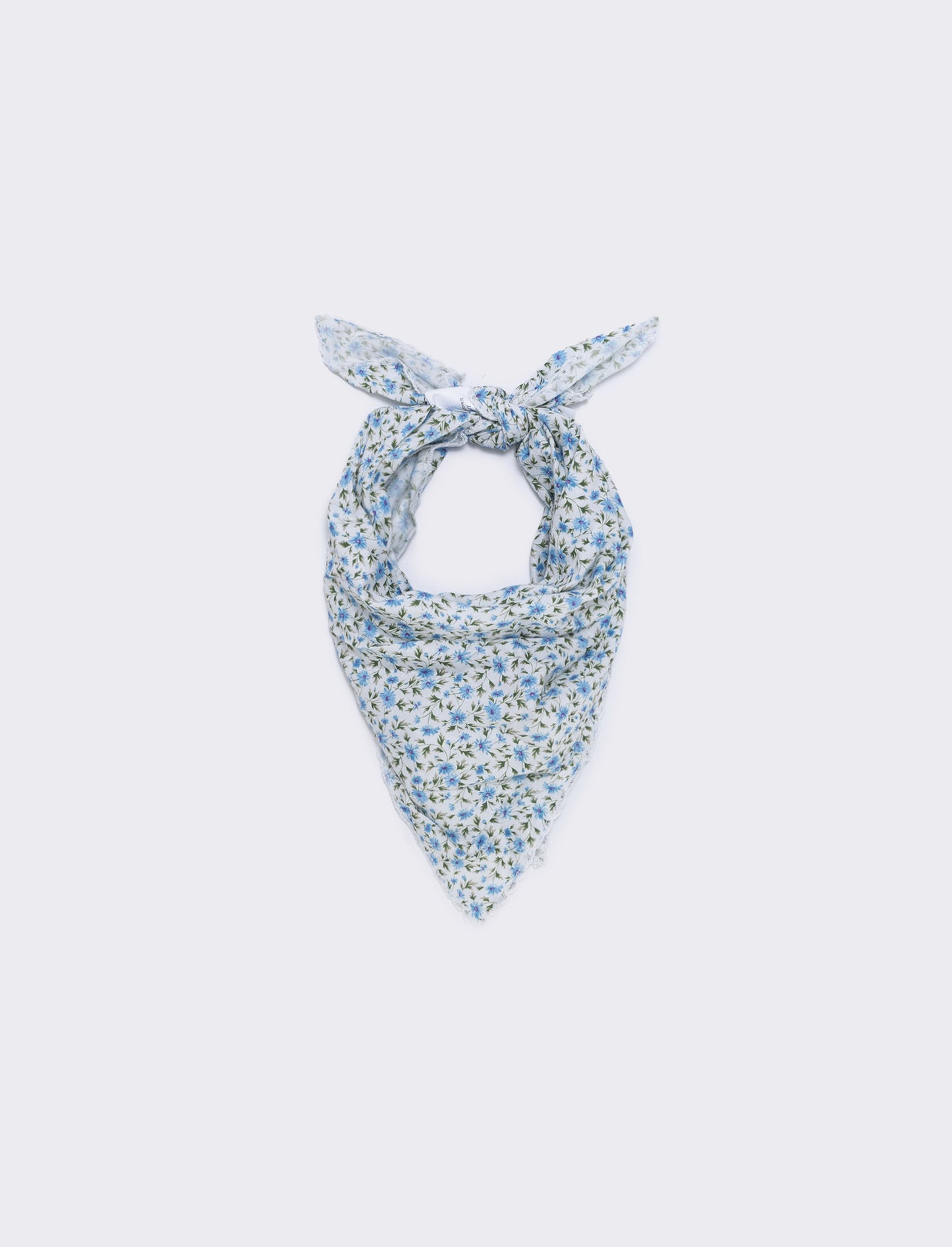 Foulard triangolo con fiorellini e pizzo - Azzurro
