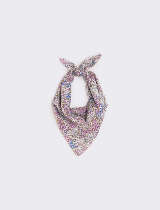 Foulard triangolo con fiorellini e pizzo - Lilla