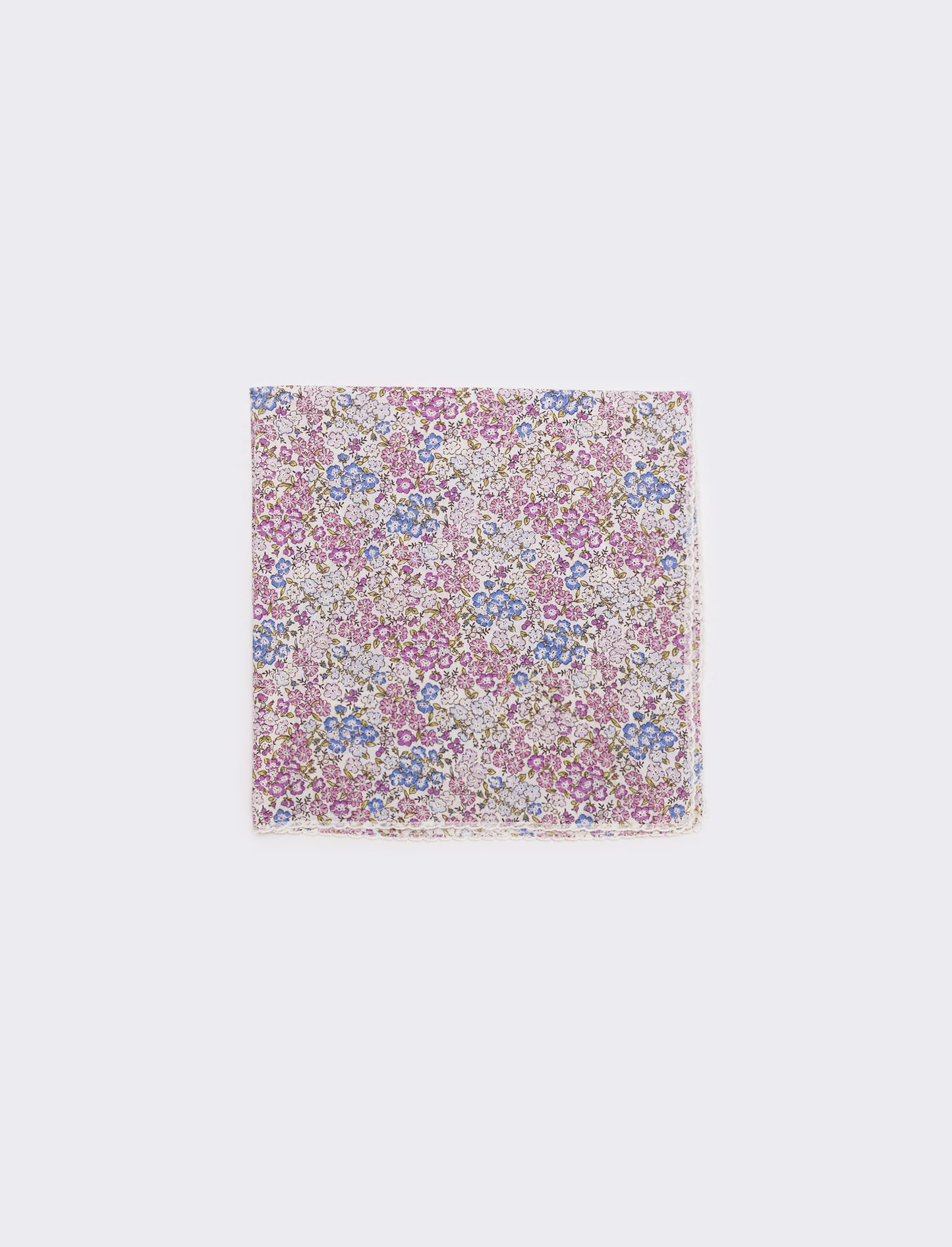 Triangle scarf with floral pattern and lace - Purple