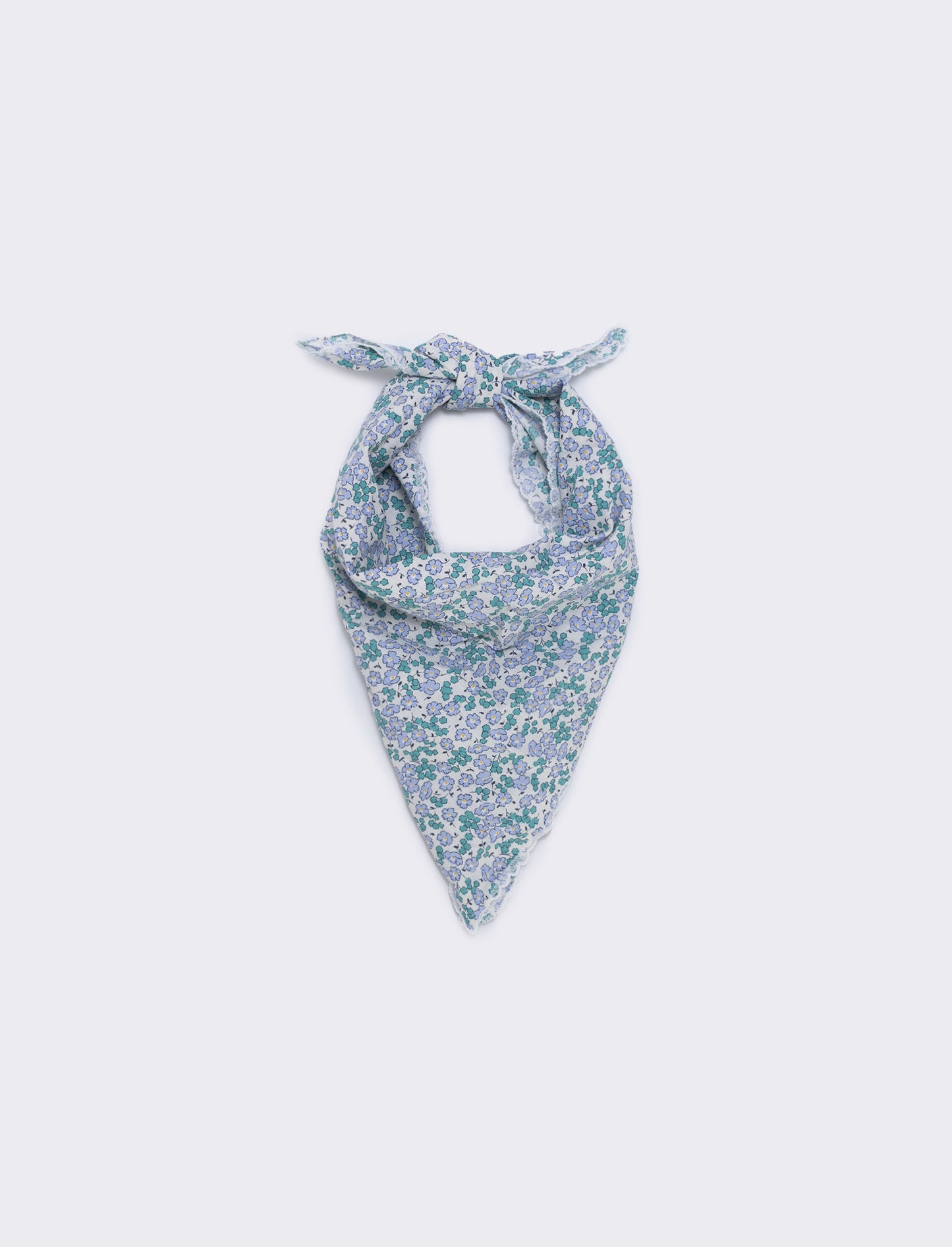 Triangle scarf with floral pattern and lace - Purple
