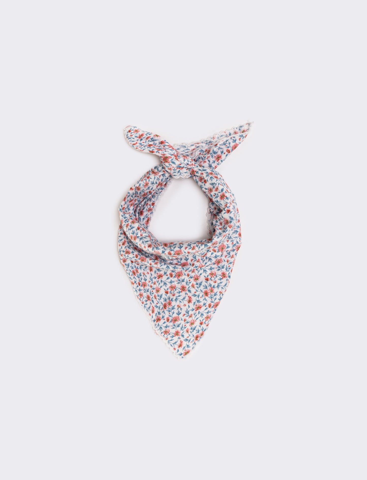 Foulard triangolo con fiorellini e pizzo - Rosa