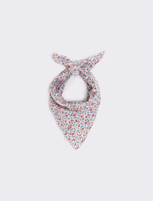 Foulard triangolo con fiorellini e pizzo - Rosa