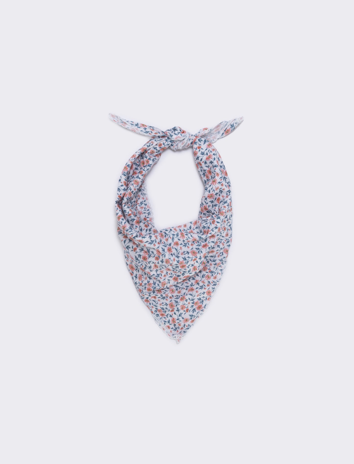 Foulard triangolo con fiorellini e pizzo - Rosa