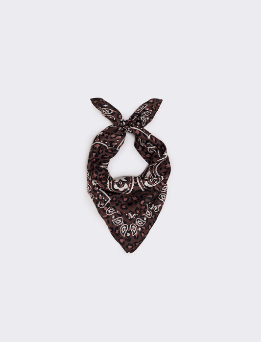 Foulard 70x70 paisley e leopardato - Moro