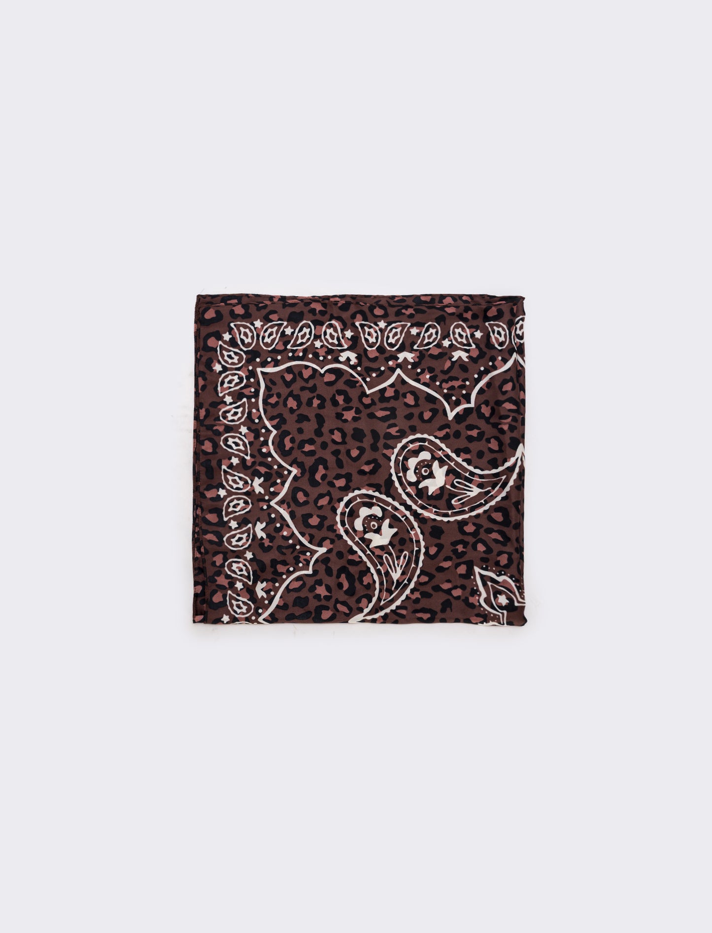 Foulard 70x70 paisley e leopardato - Moro
