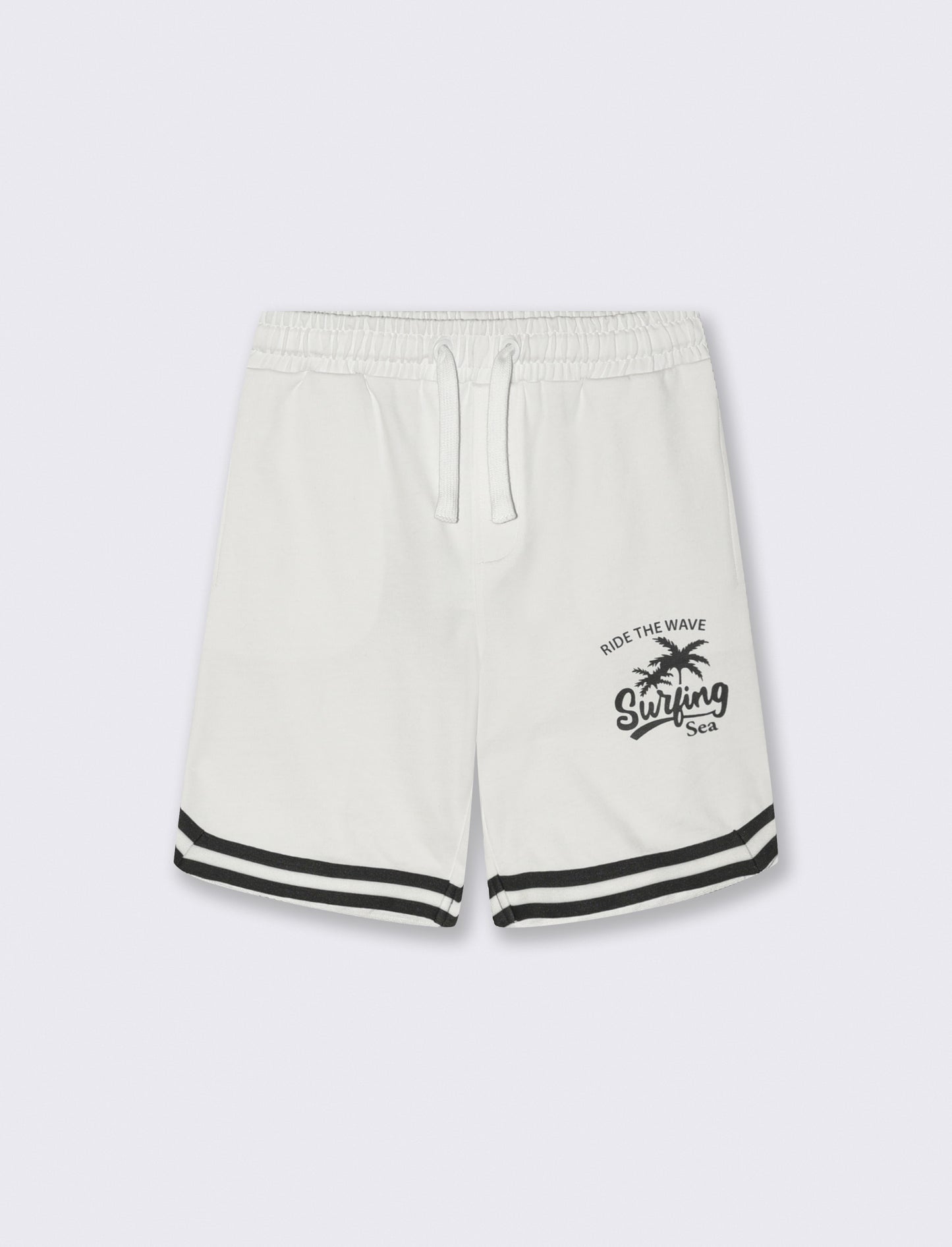 Bermuda in felpa sporty con stampa - Bianco