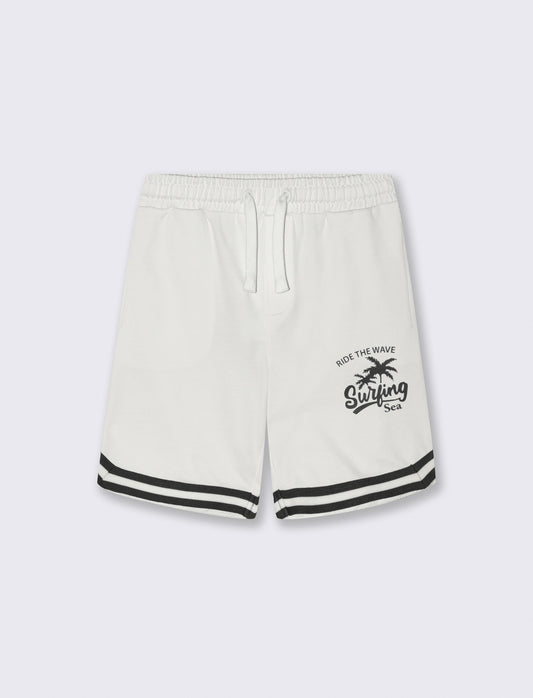 Sporty printed sweatshirt Bermuda - White