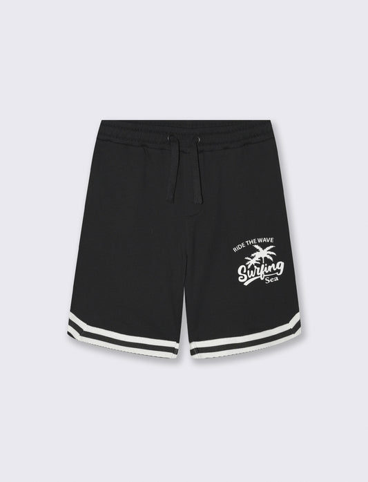 Sporty printed sweatshirt Bermuda - Black
