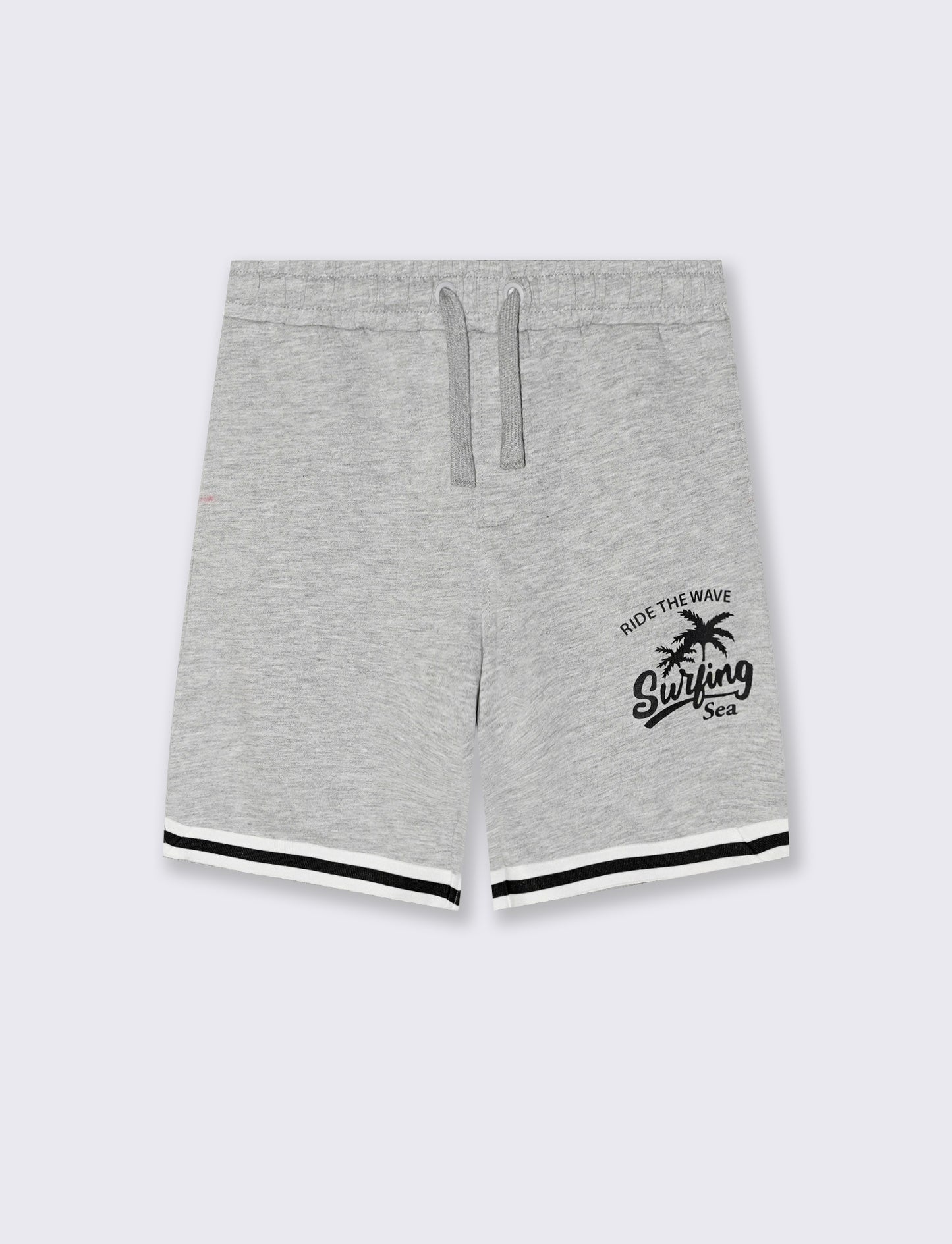 Bermuda in felpa sporty con stampa - Grigio mel.