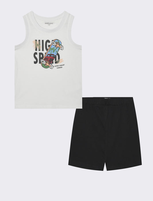 Complete Bermuda Shorts and Jersey Tank Top - White