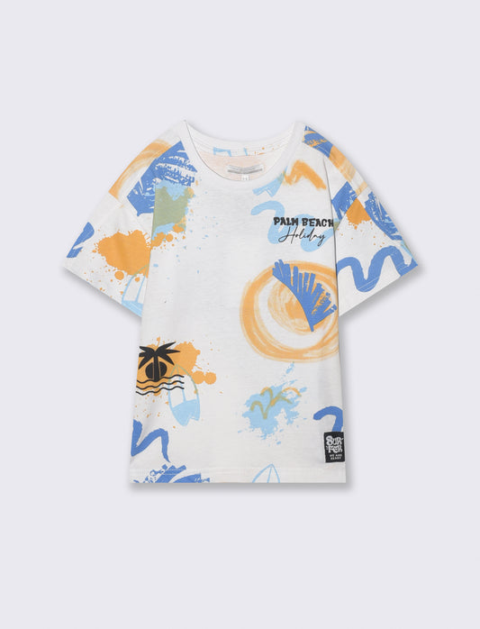 T-shirt fantasia mezza manica in jersey - Fantasia