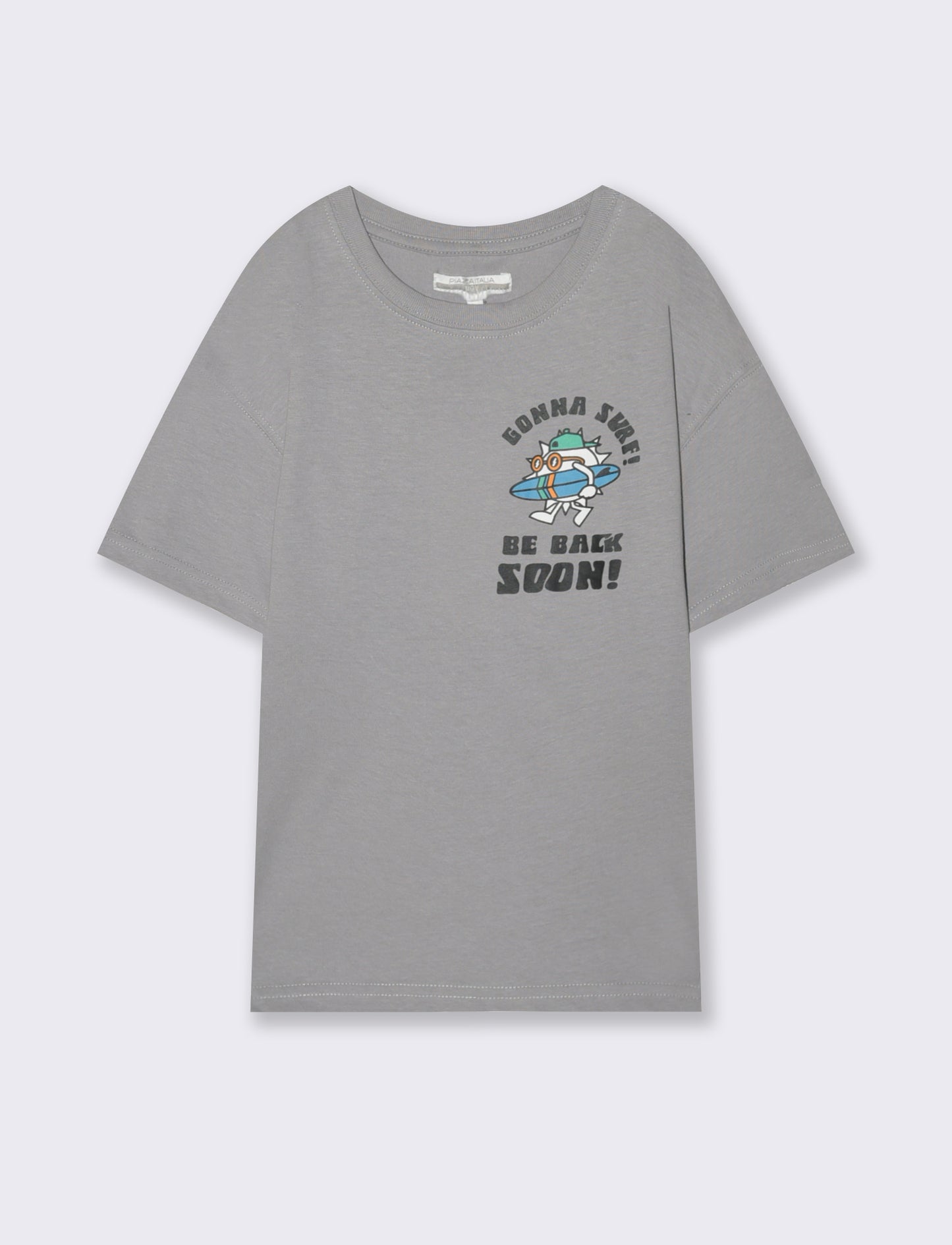 T-shirt over con stampe dinamiche per surf - Grigio