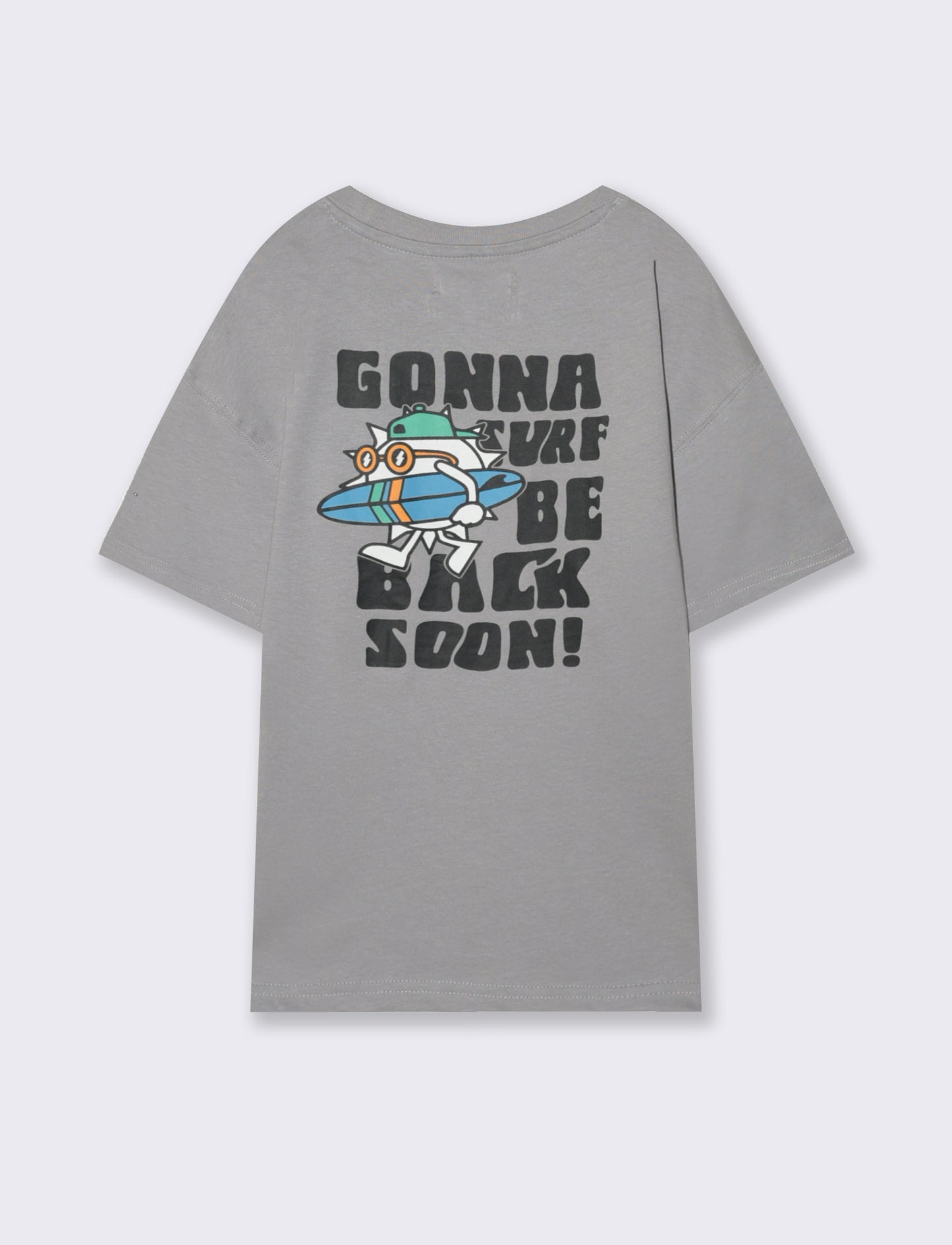 T-shirt over con stampe dinamiche per surf - Grigio