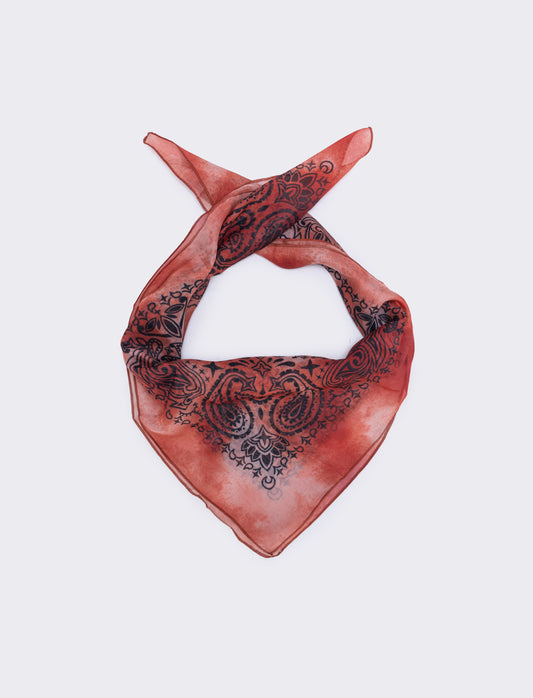 Foulard quadrato tie die paisley - Arancio