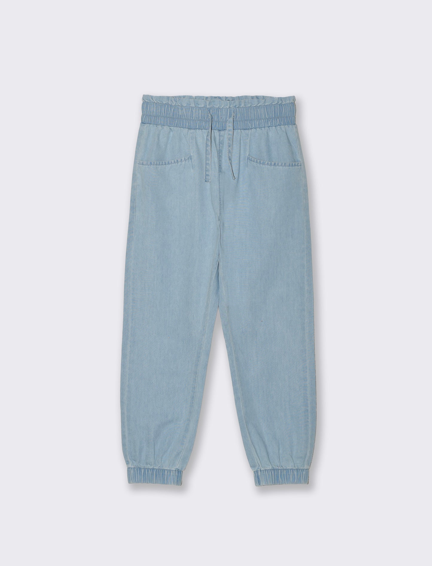Long chambray joggers with pockets - Blue