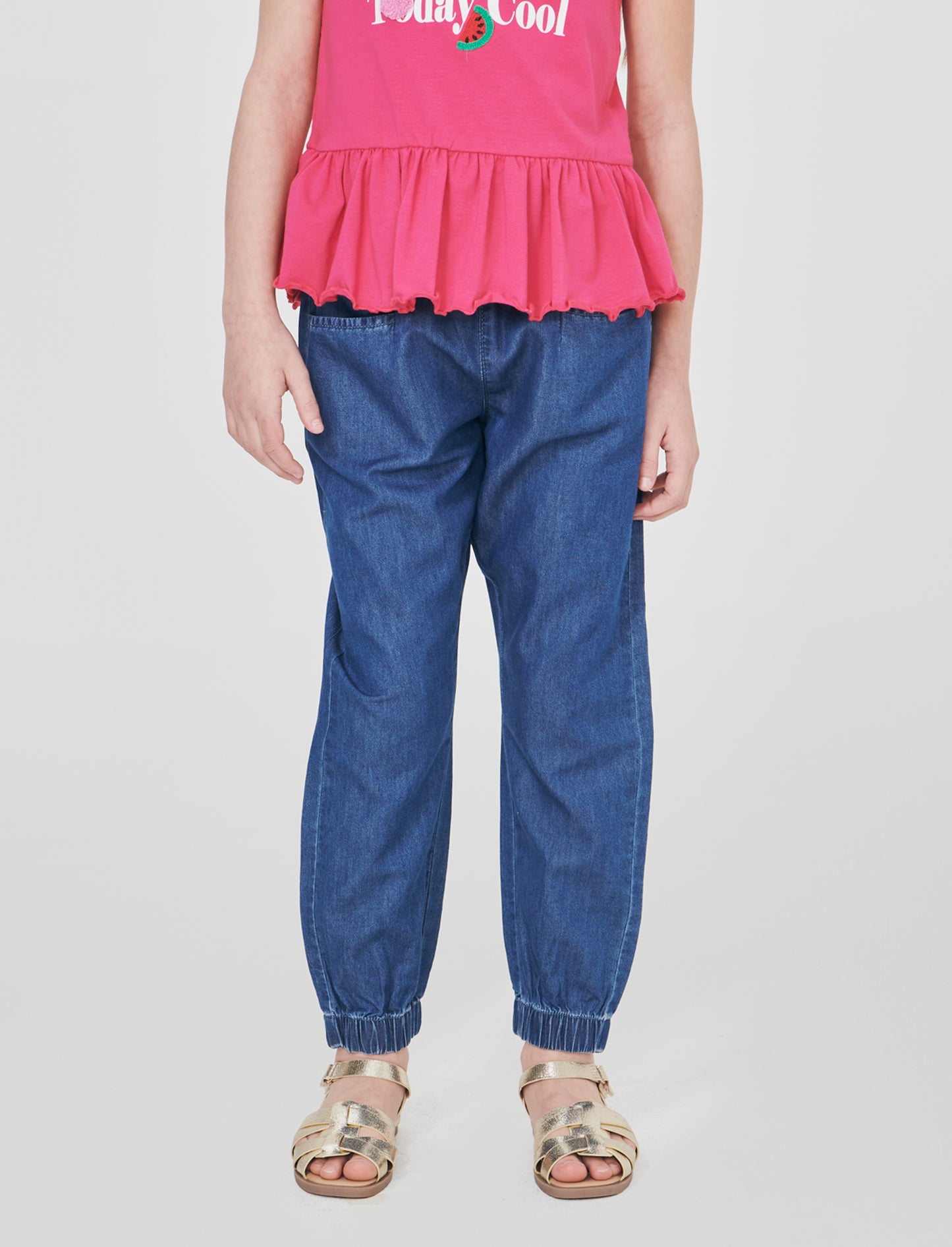 Jogger lungo in chambray con tasche - DENIM SCURO