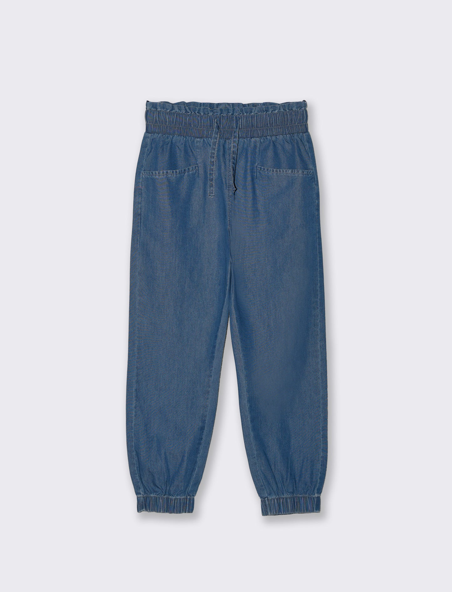 Jogger lungo in chambray con tasche - DENIM SCURO