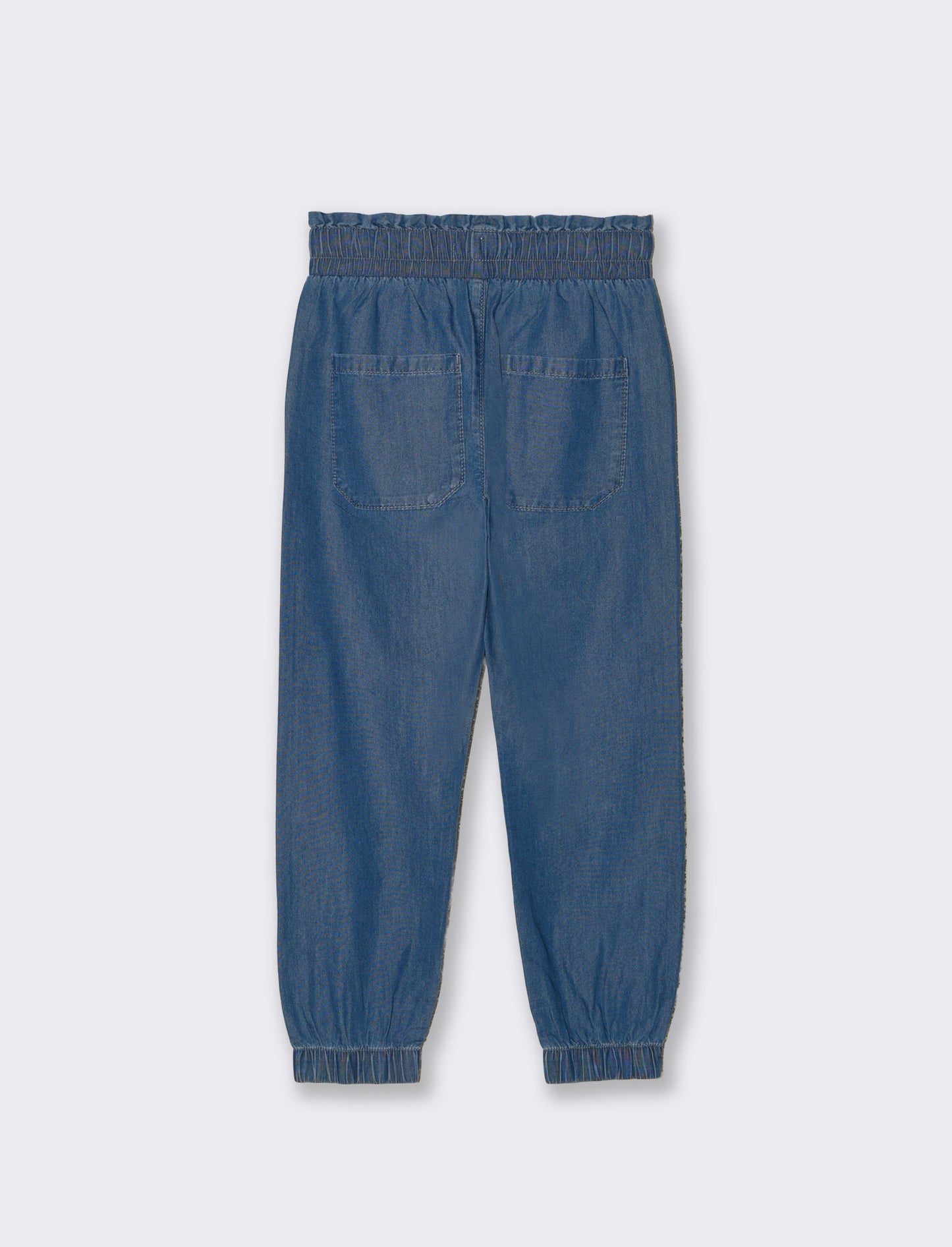 Jogger lungo in chambray con tasche - DENIM SCURO