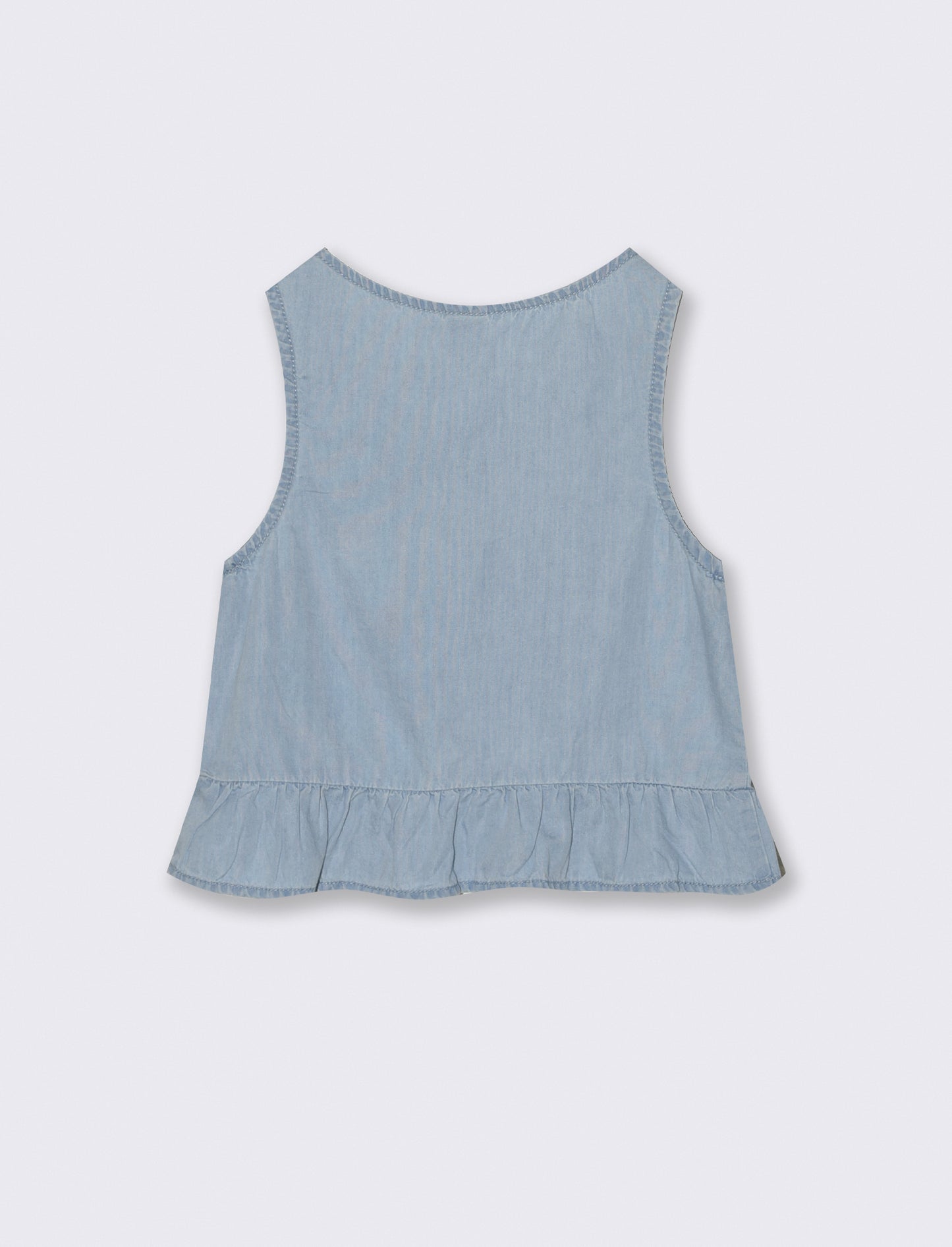 Blusa giromanica in chambray effetto lavato - Denim chiaro