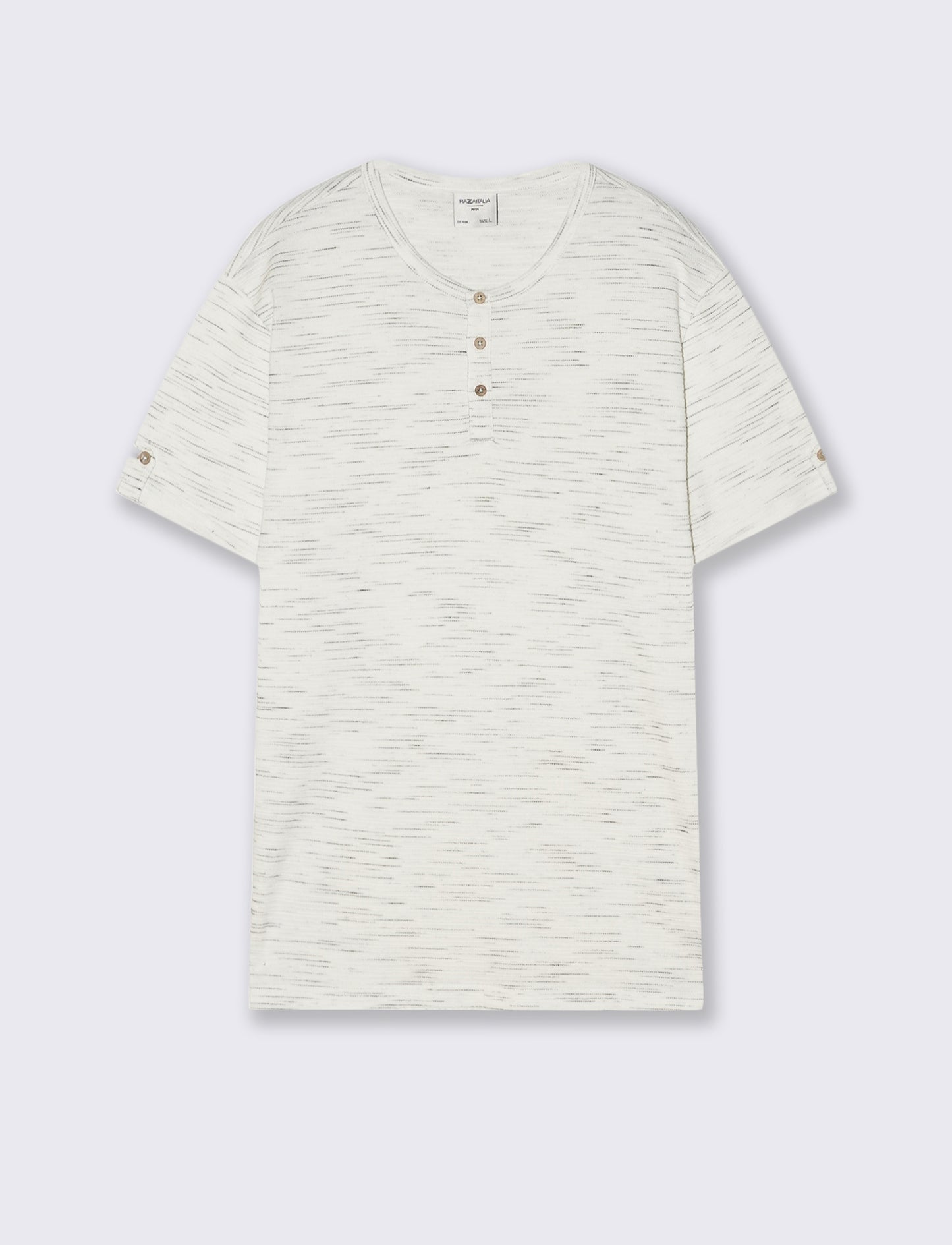 T-shirt serafino slub con bottoni legno - Bianco