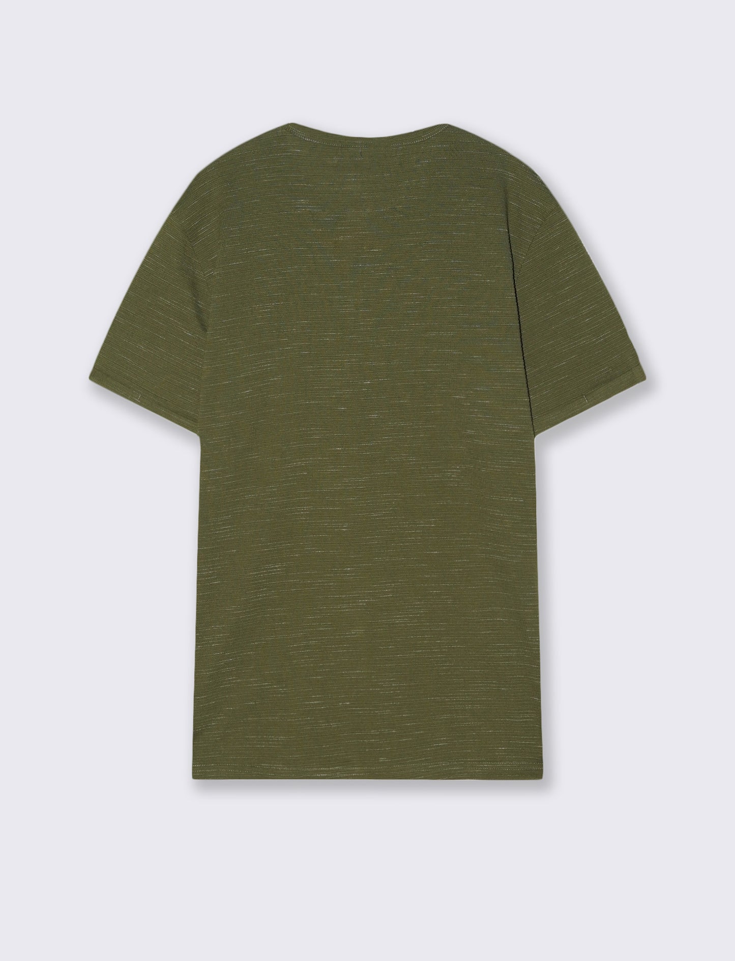 T-shirt serafino slub con bottoni legno - Verde oliva