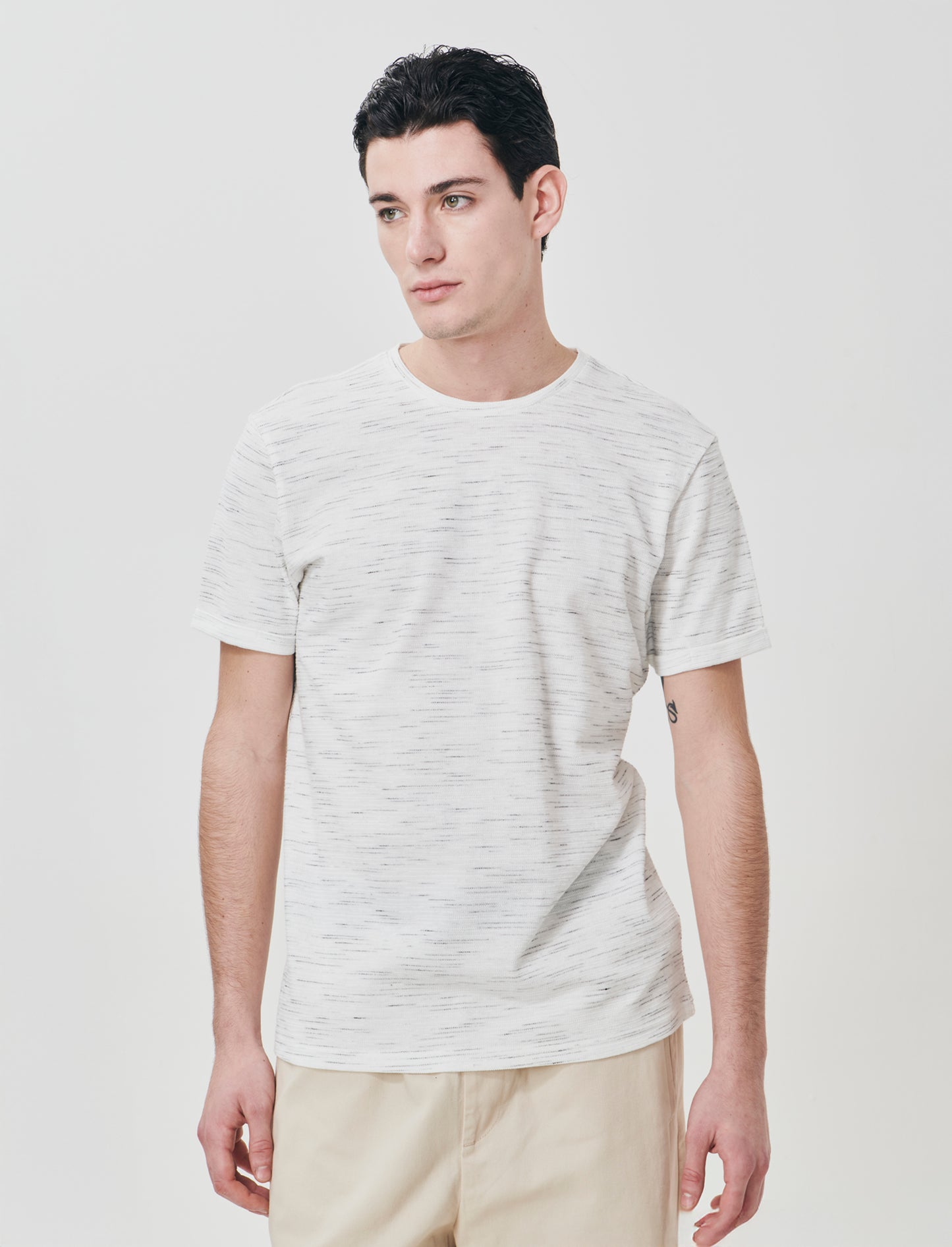 T-shirt girocollo slub injected maniche corte - Bianco