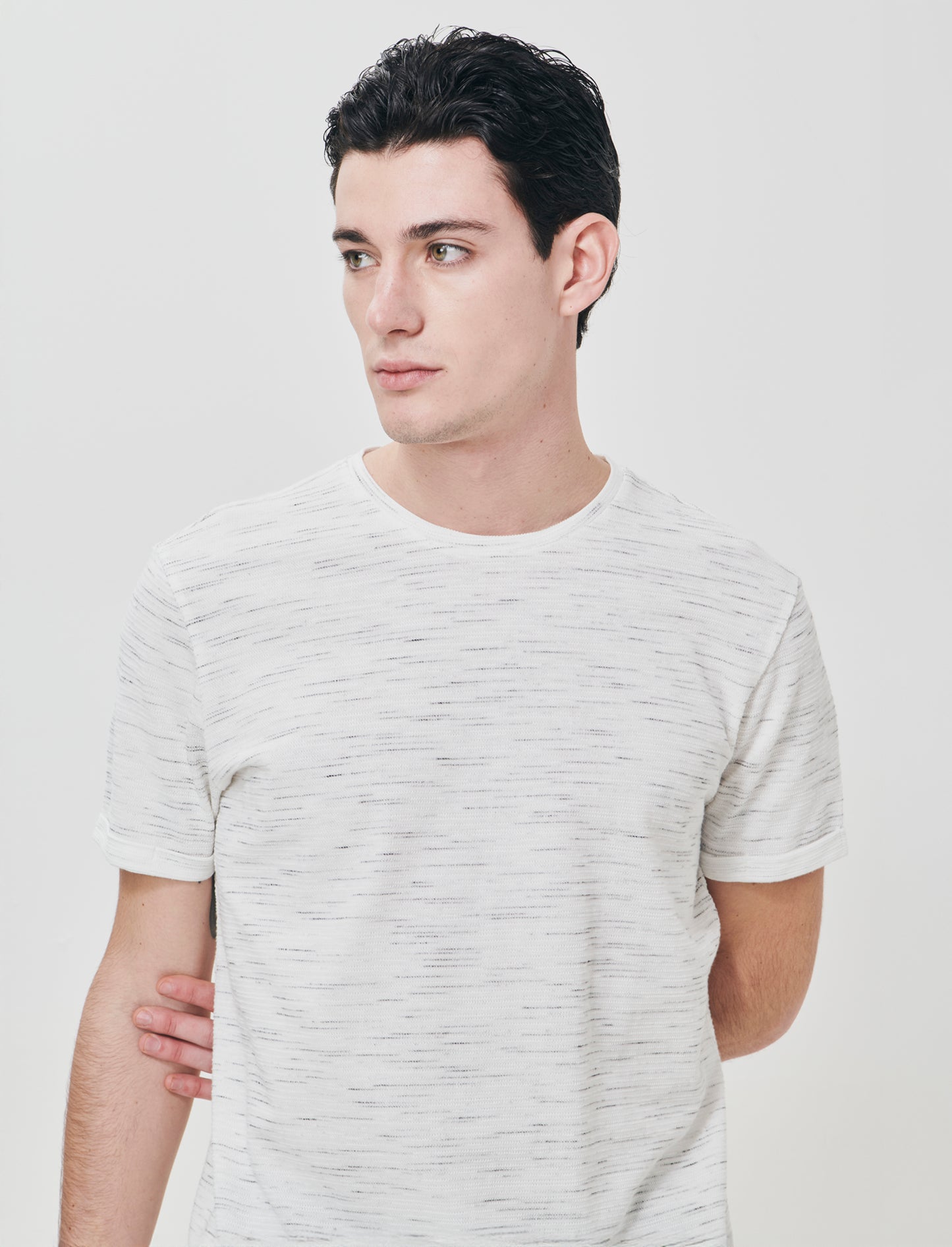 T-shirt girocollo slub injected maniche corte - Bianco