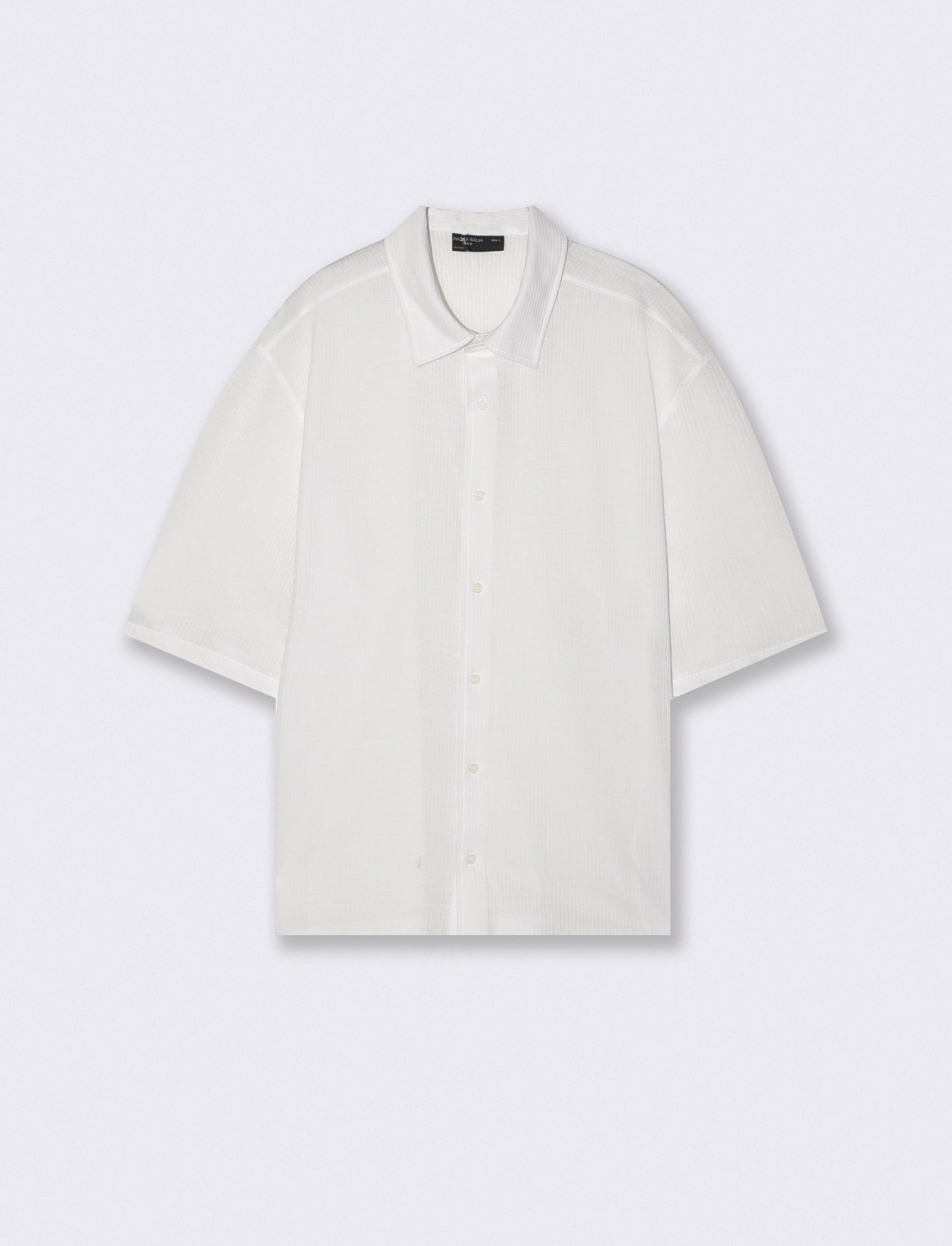 CAMICIA IN MISTO COTONE JACQUARD A COSTE - Bianco