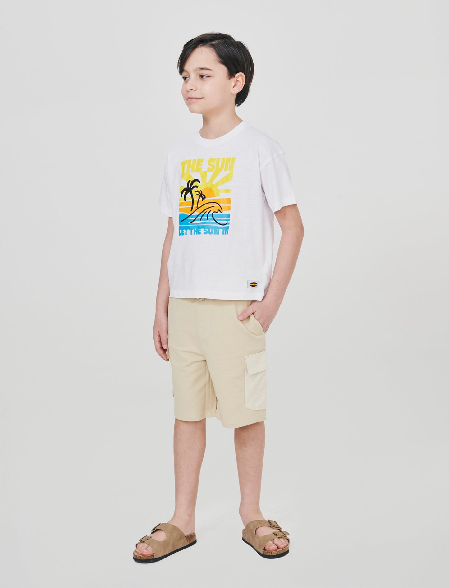 Bermuda felpa garment dyed con tasconi - Beige