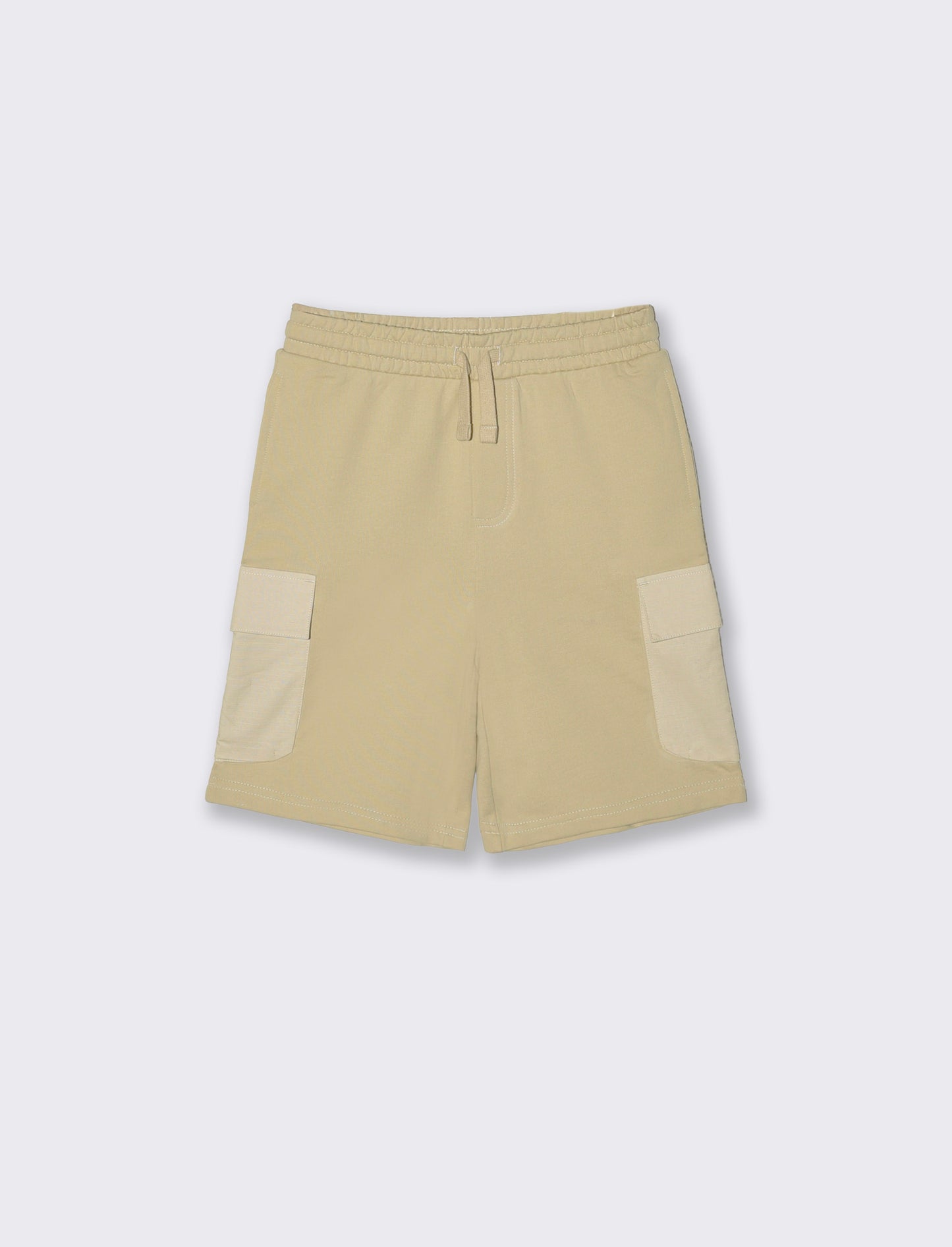Bermuda felpa garment dyed con tasconi - Beige
