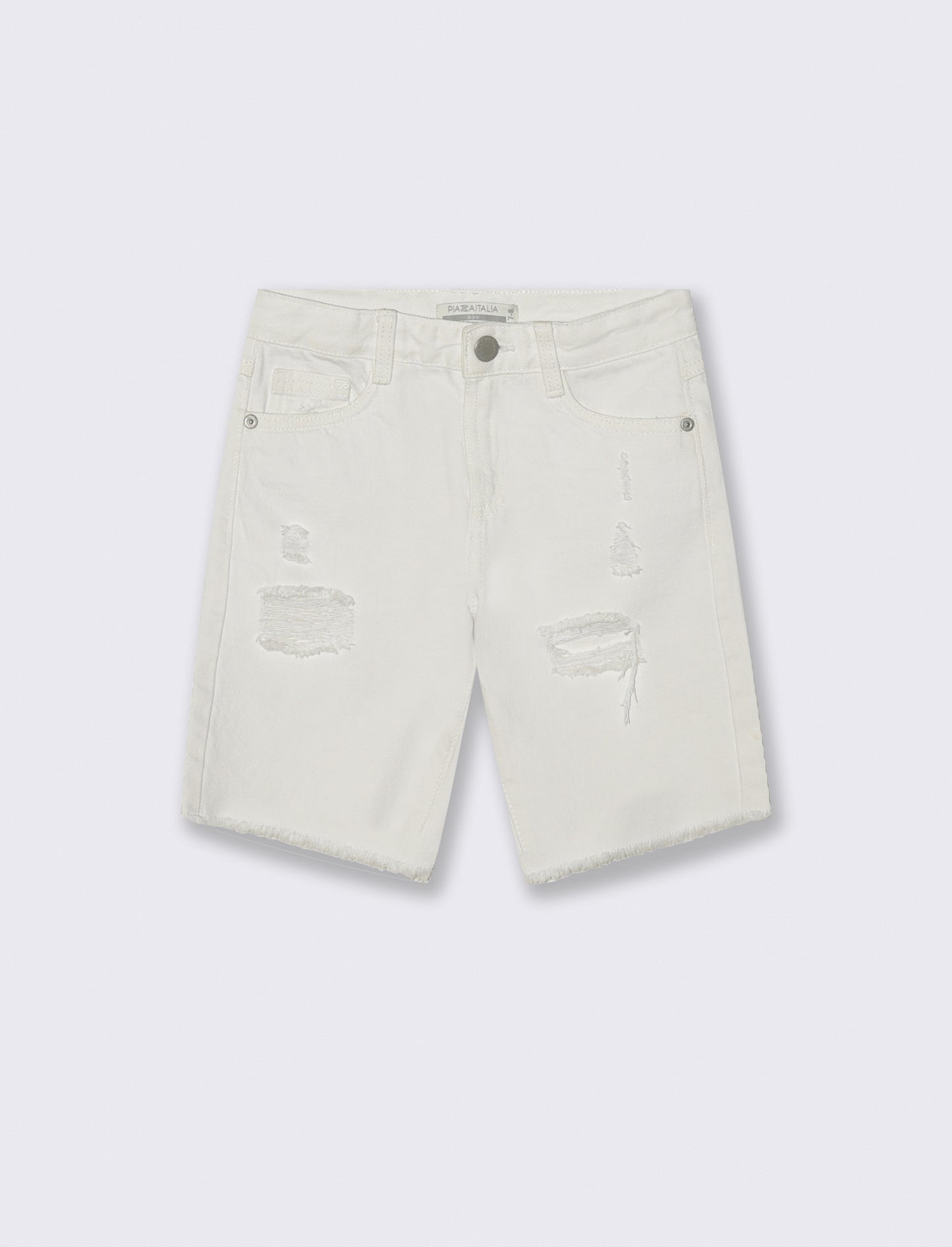 Bermuda denim bianco con rotture fashion - Bianco