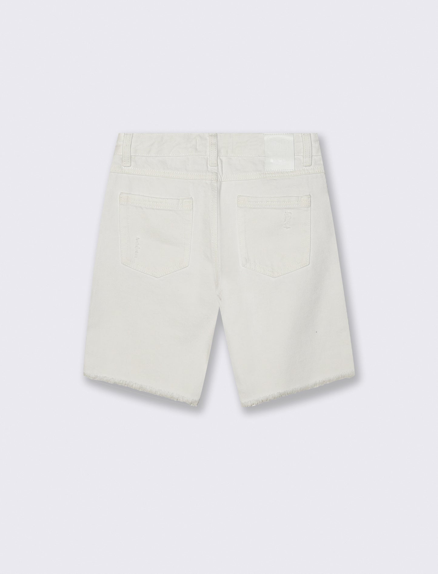Bermuda denim bianco con rotture fashion - Bianco