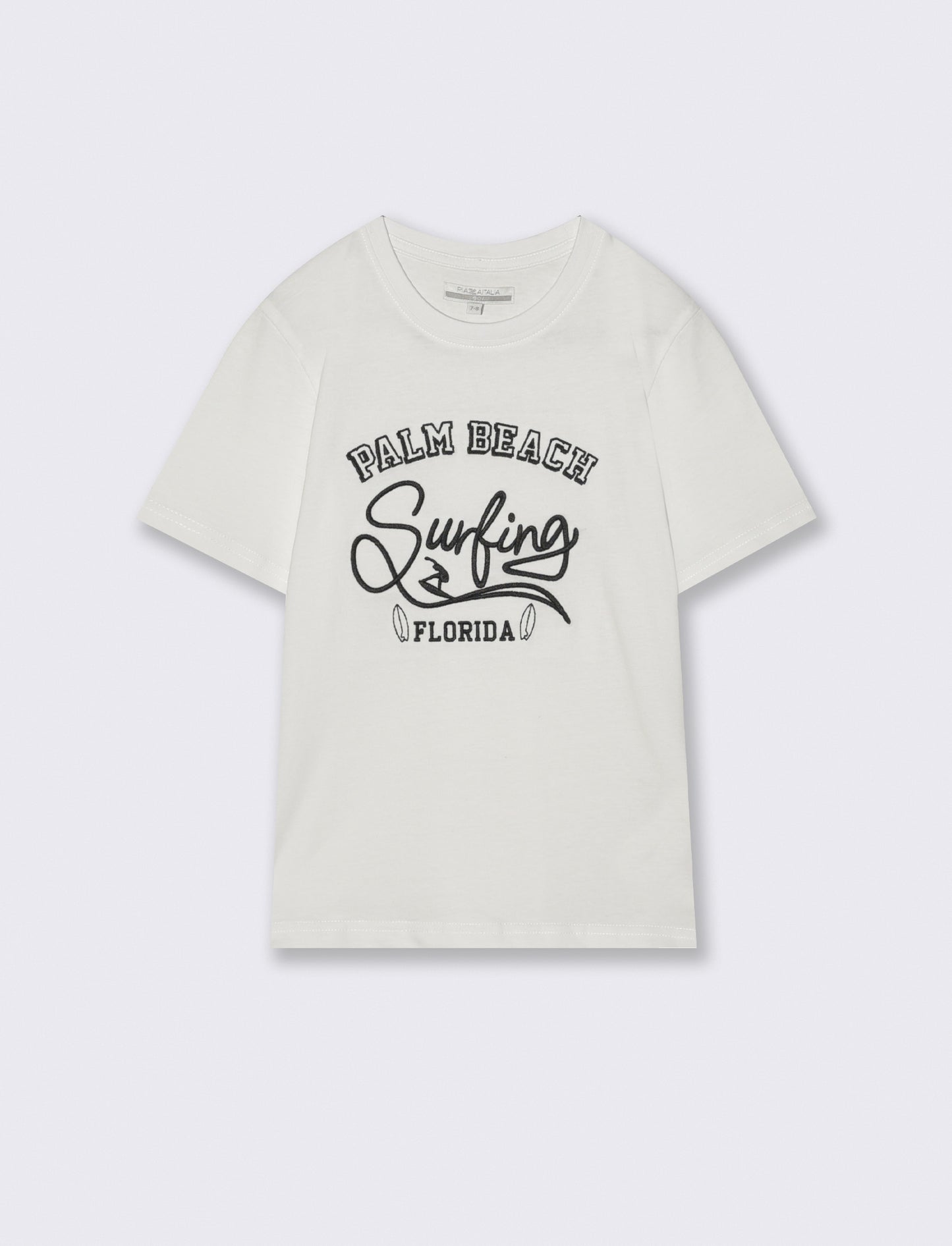 T-shirt surf con ricamo college - Bianco