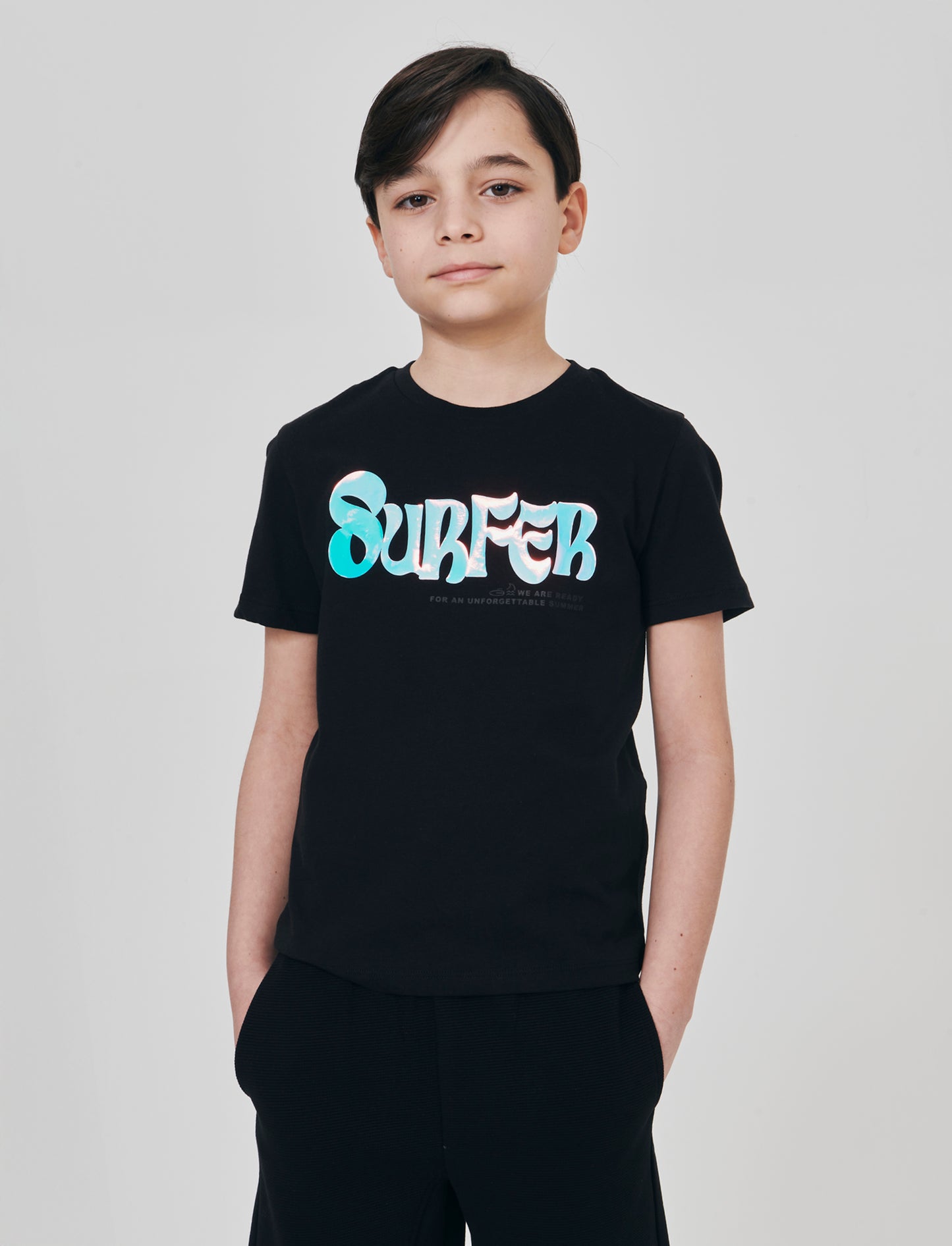 T-shirt olografica mezza manica estiva - Nero