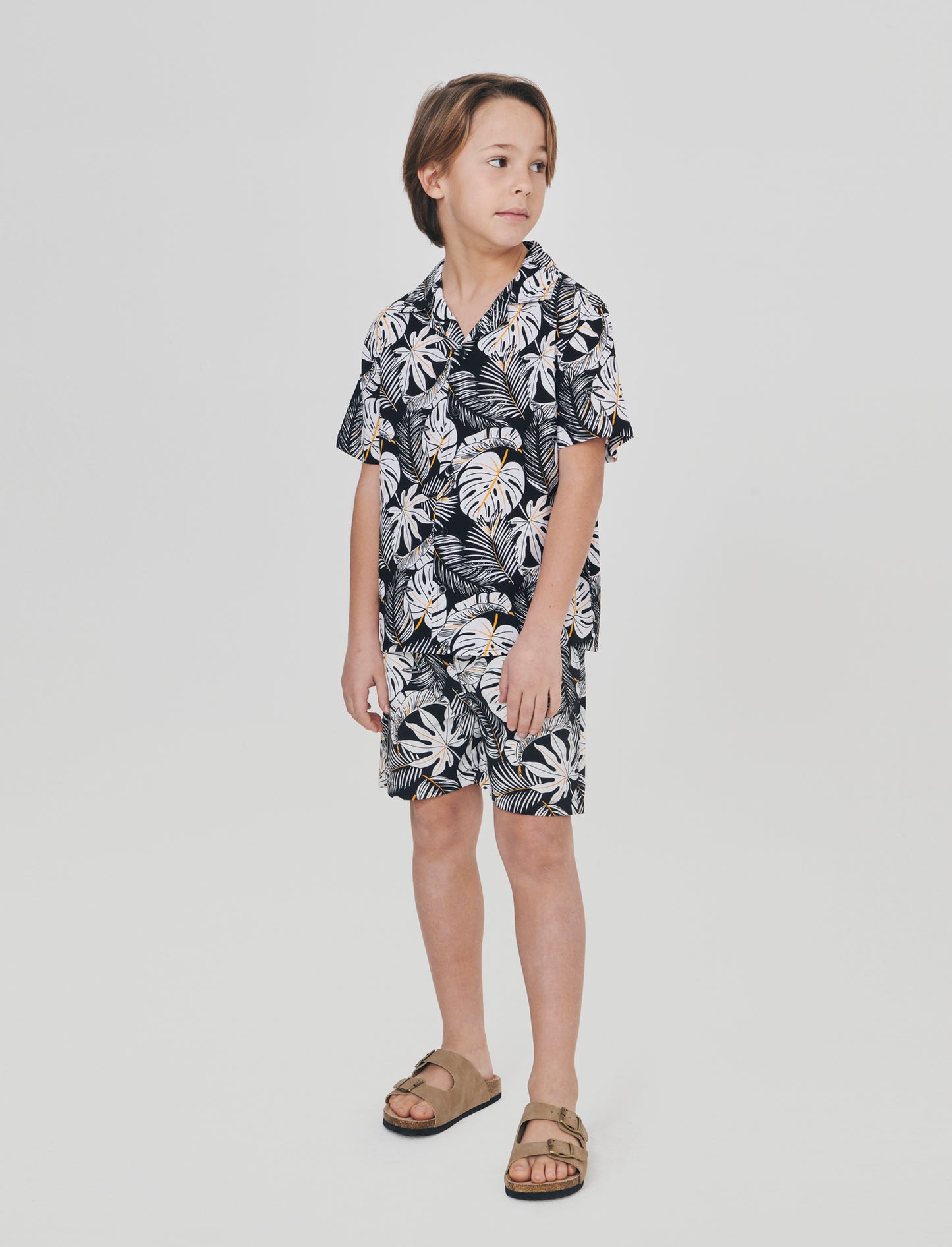 Cotton short sleeve patterned shirt - Black