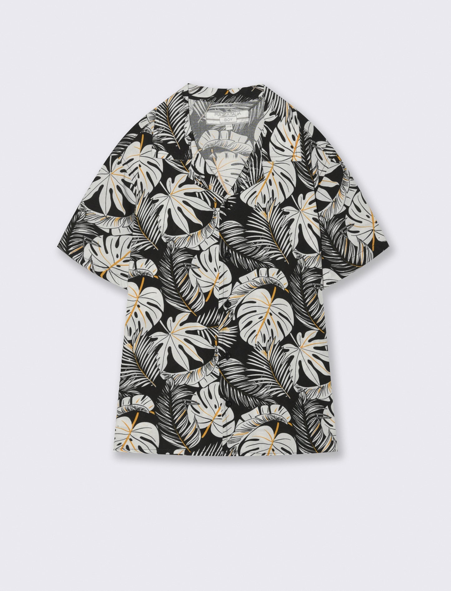 Cotton short sleeve patterned shirt - Black