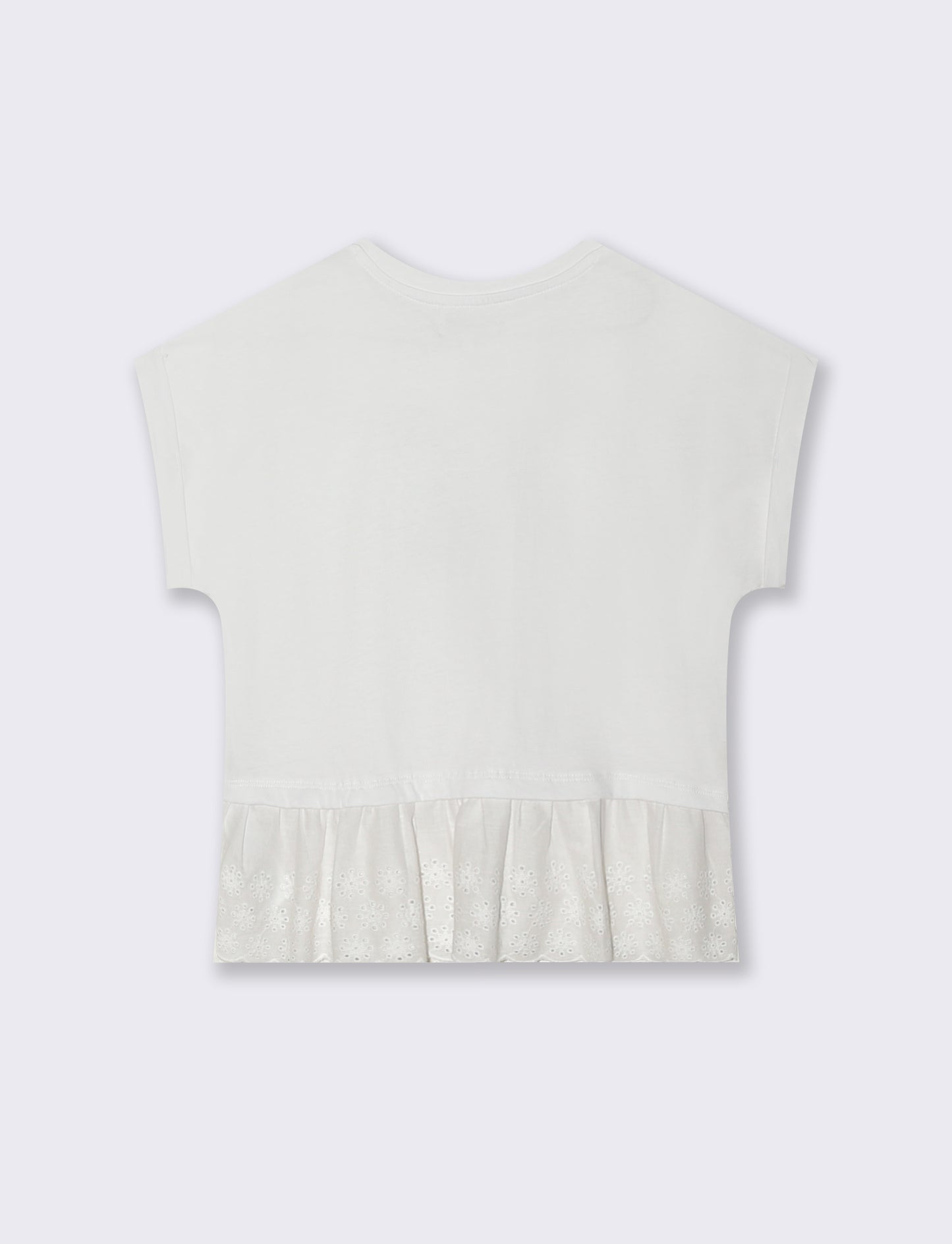 T-shirt elegante con pizzo e strass - Bianco