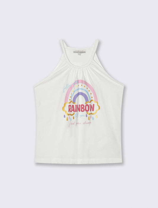 Canotta in cotone con bretelle intrecciate - Bianco