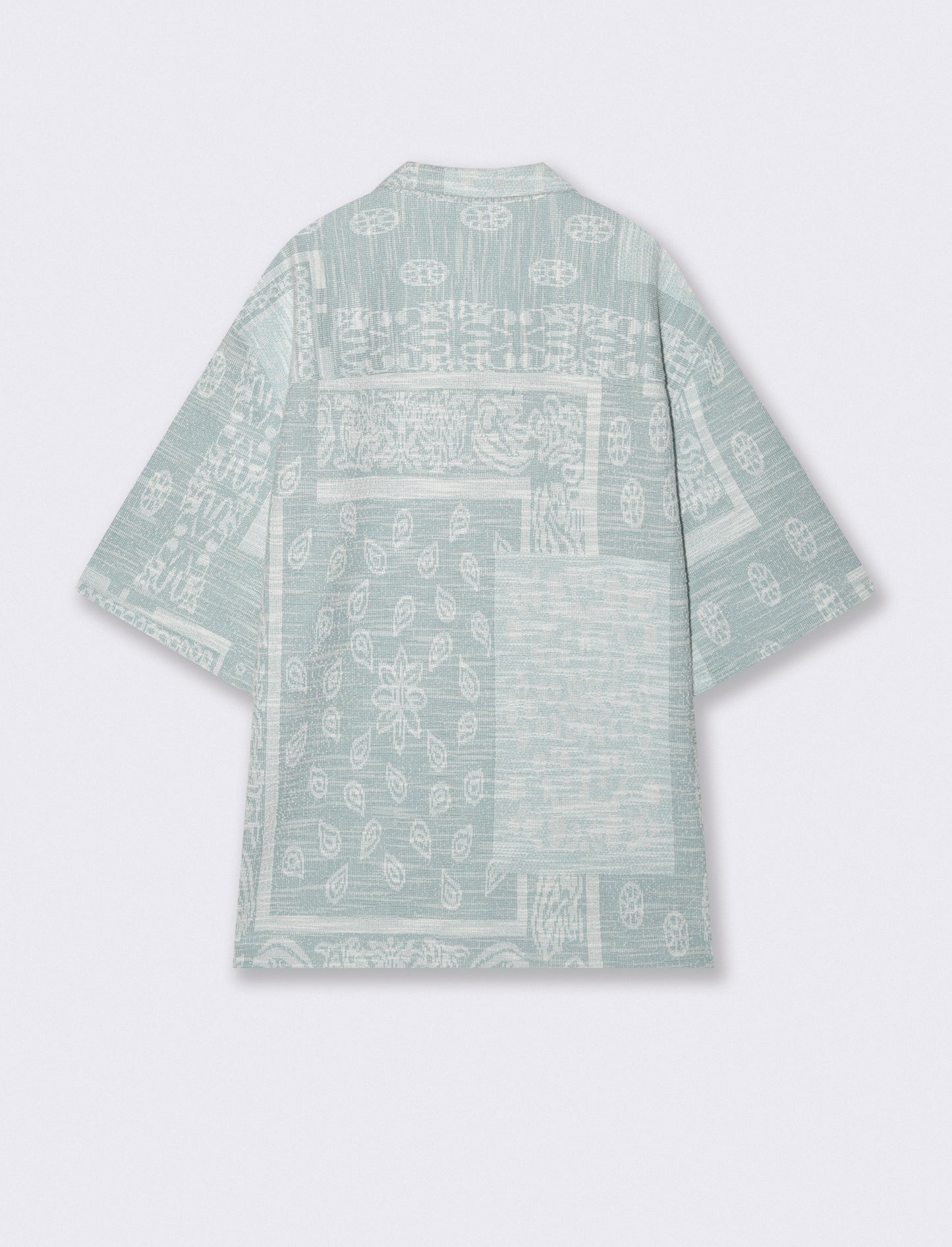 Camicia Boxy Fit in Misto Cotone Fantasia - Verde