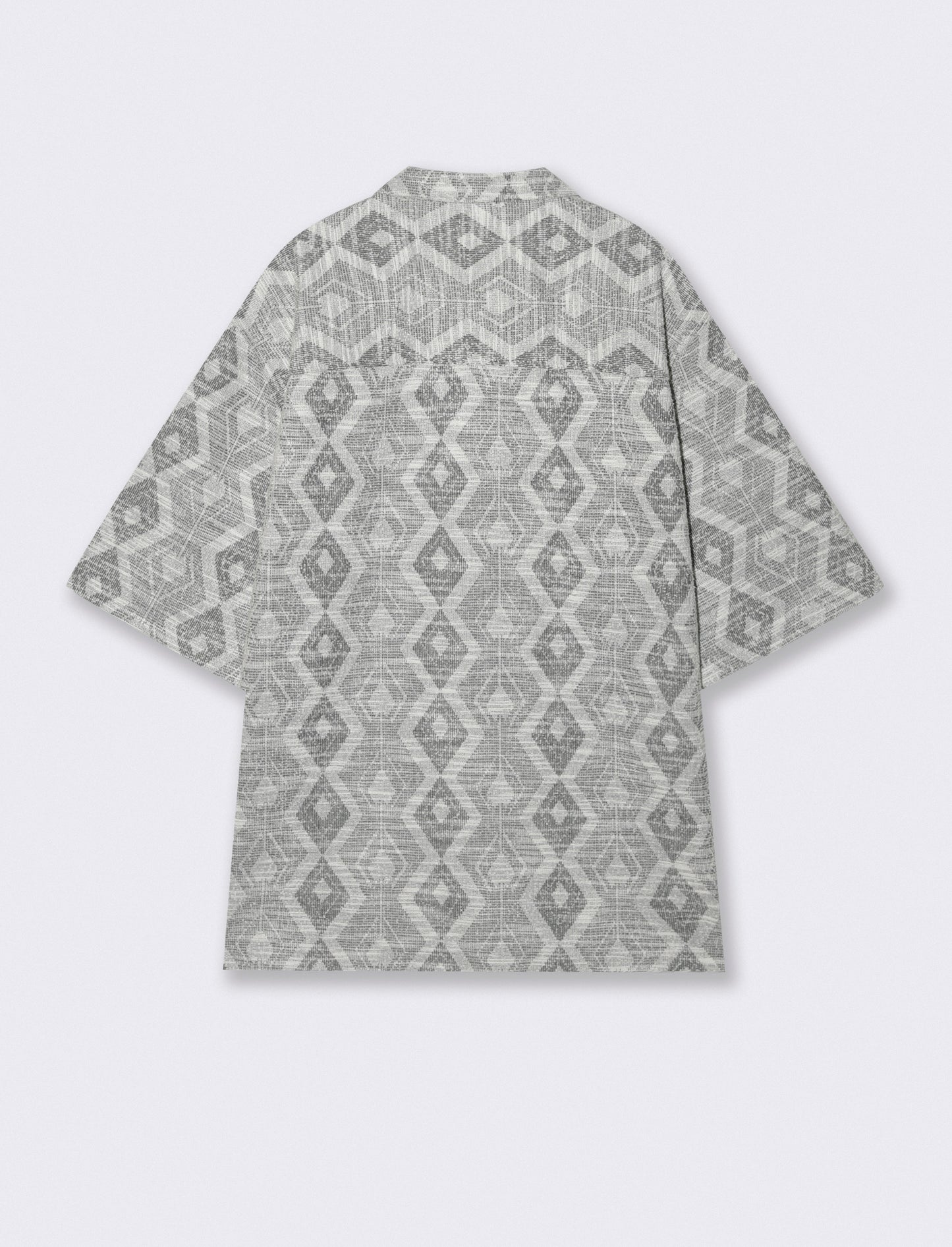 Camicia Boxy Fit in Misto Cotone Fantasia - Beige ecru