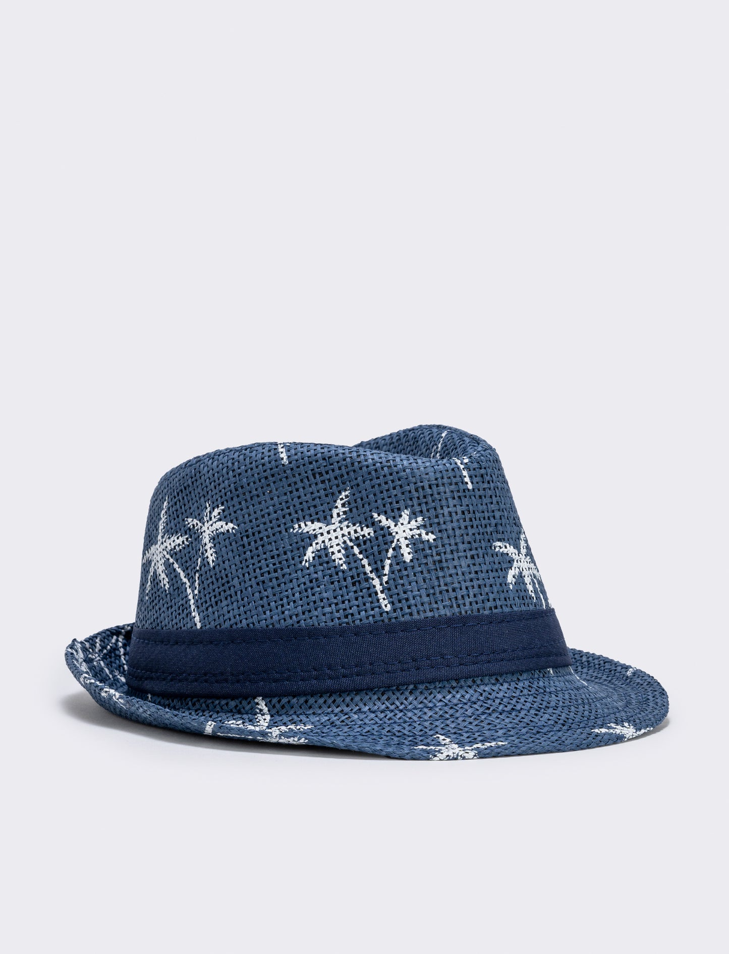 Straw hat for kids with palm trees - White