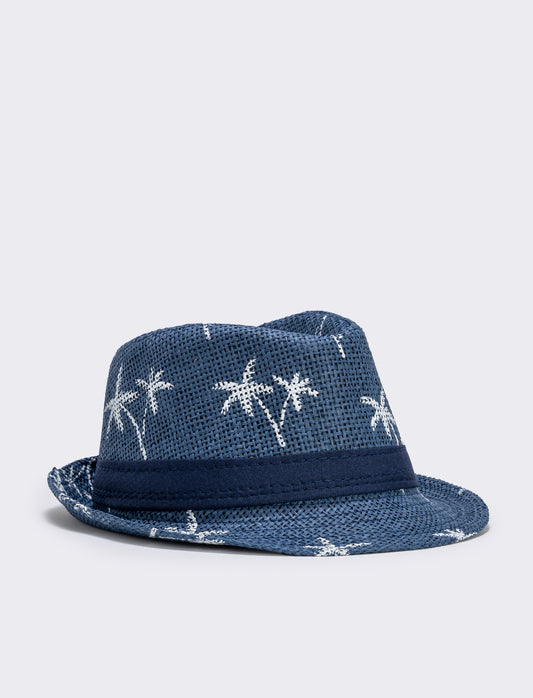 Cappello paglia bambino con palme - Bianco