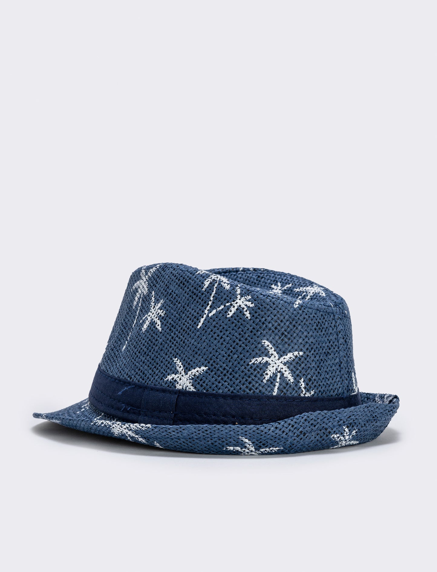 Straw hat for kids with palm trees - White