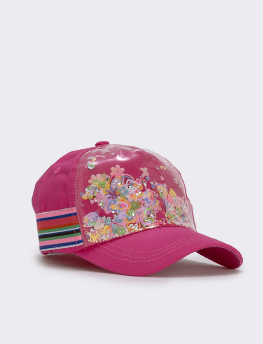 Cappello baseball con applicazioni per bambina - Fuxia