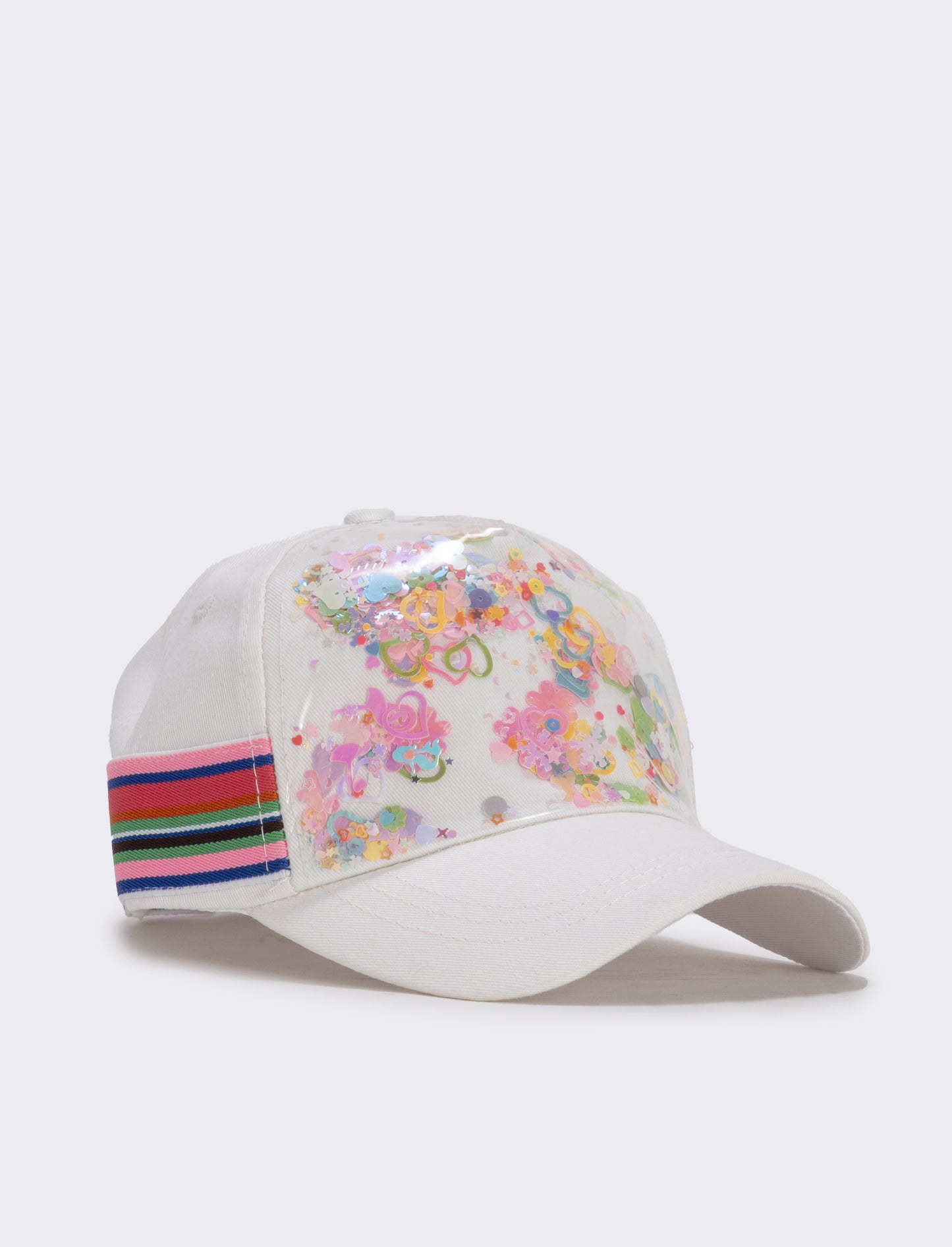 Baseball cap with applications for girls - White