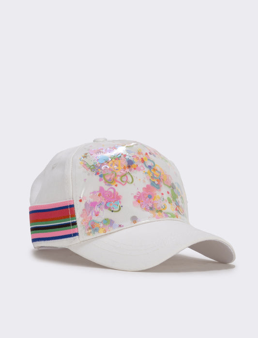 Cappello baseball con applicazioni per bambina - Bianco