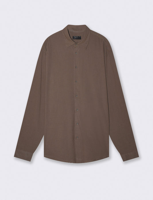 Camicia Melange Misto Viscosa Leggera - Grigio fango
