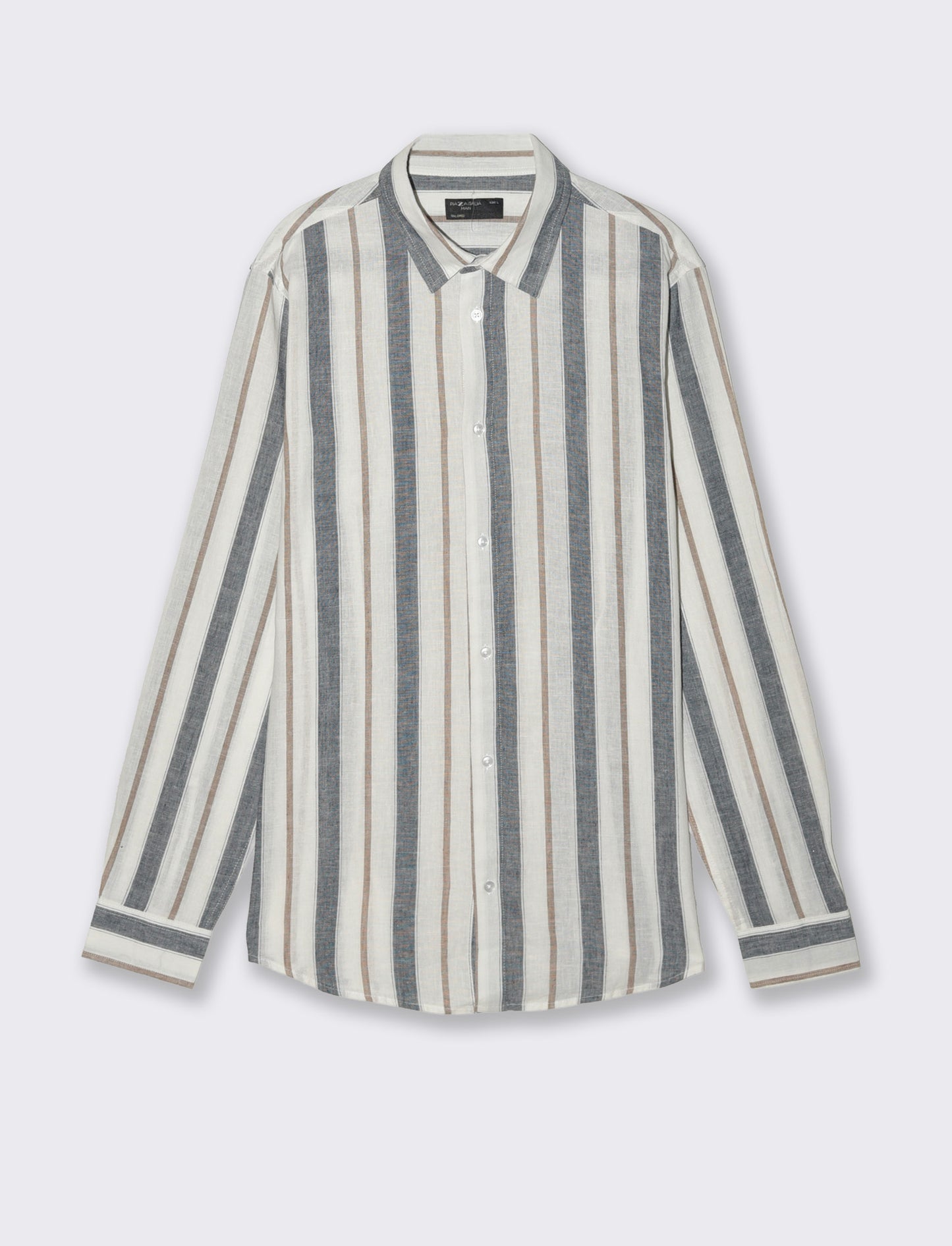 Camicia a righe in cotone e lino - Bianco