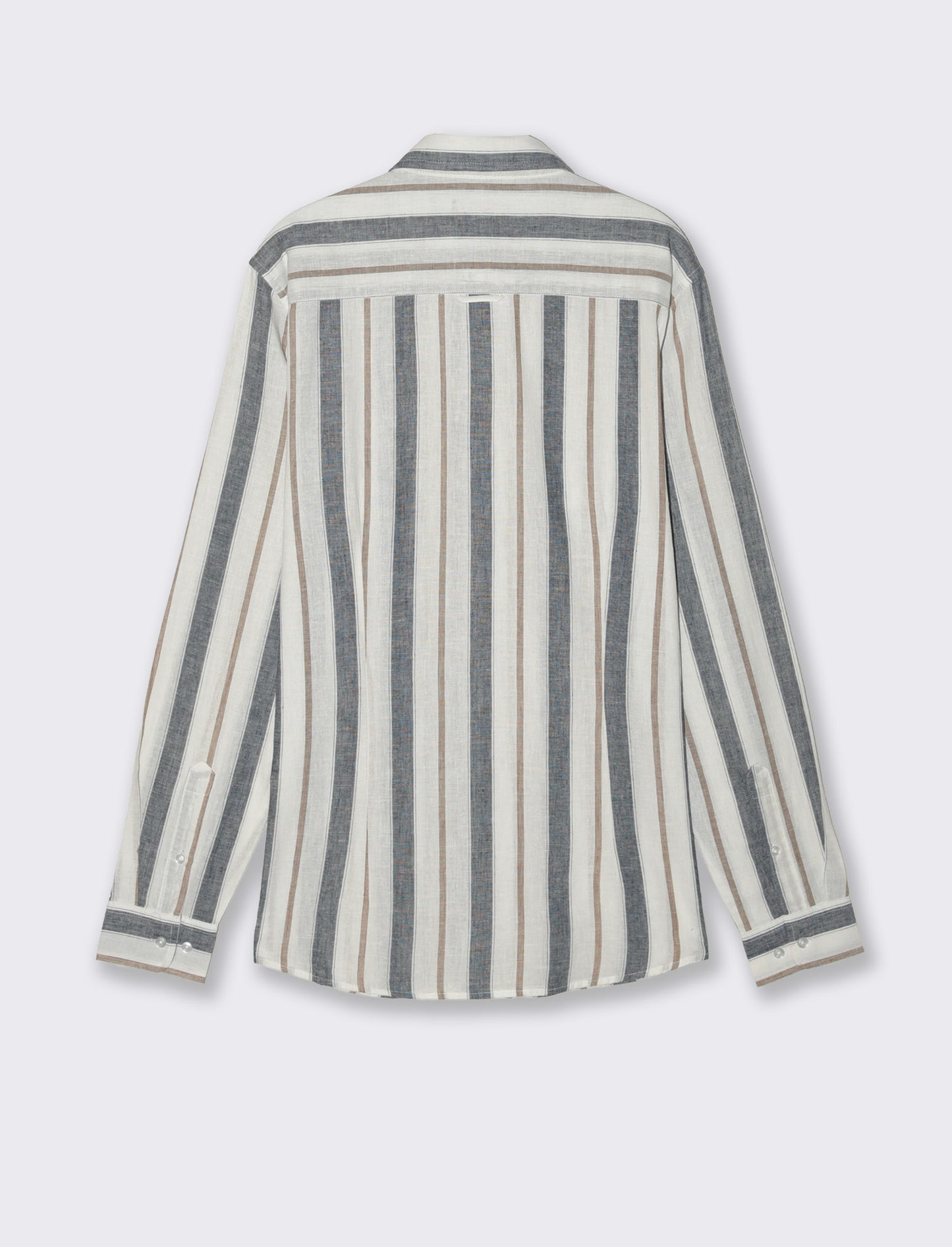 Camicia a righe in cotone e lino - Bianco
